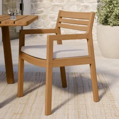 Elise Outdoor Dining Armchair - Light Eucalyptus and Basket Beige