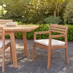 Elise Outdoor Dining Armchair - Light Eucalyptus and Basket Beige