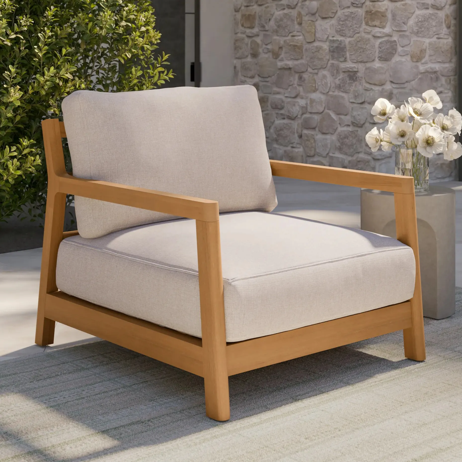 Elise 34" Outdoor Lounge Chair - Basket Beige
