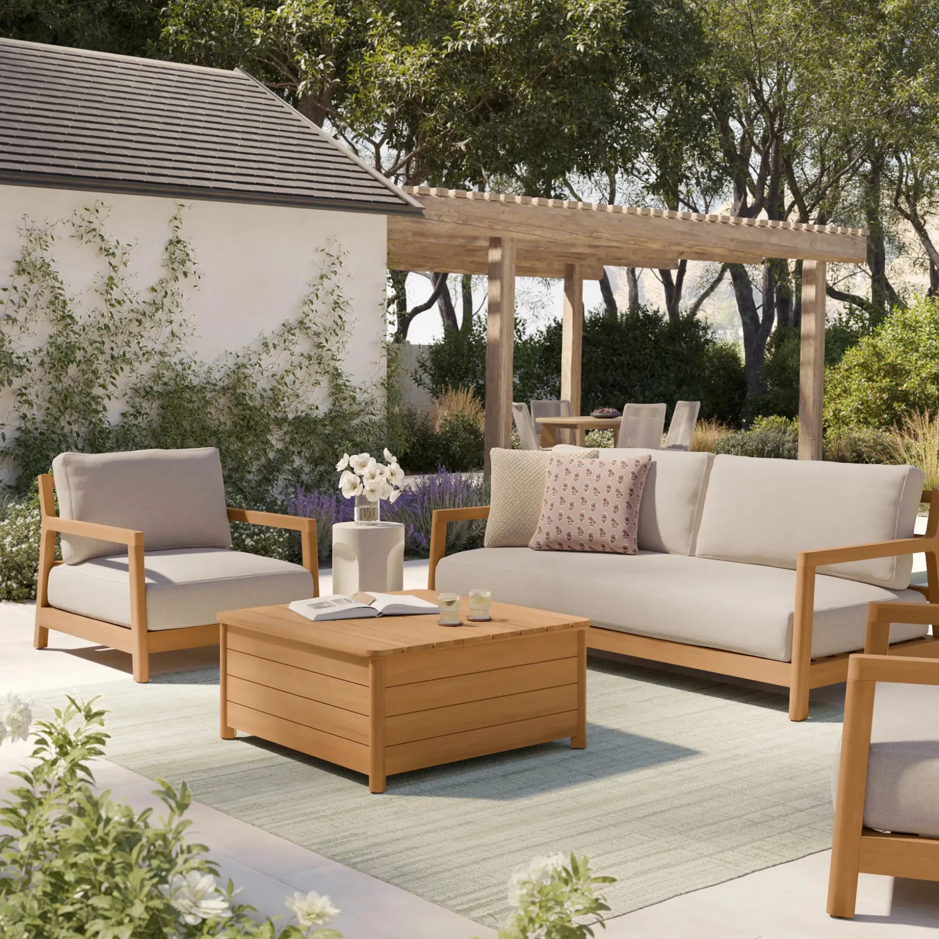 Elise 34" Outdoor Lounge Chair - Basket Beige