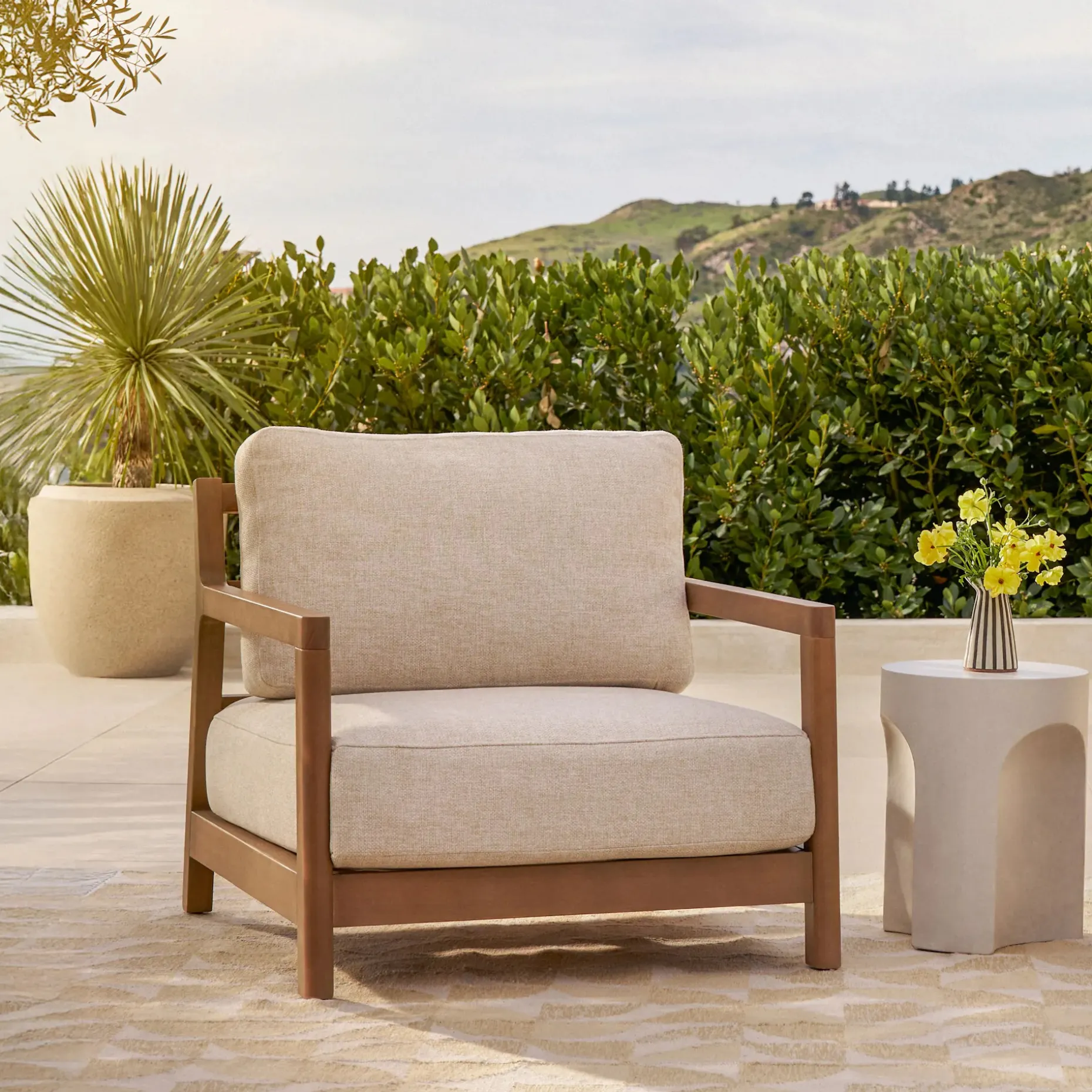 Elise 34" Outdoor Lounge Chair - Basket Beige