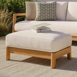 Elise 31" Outdoor Ottoman - Basket Beige