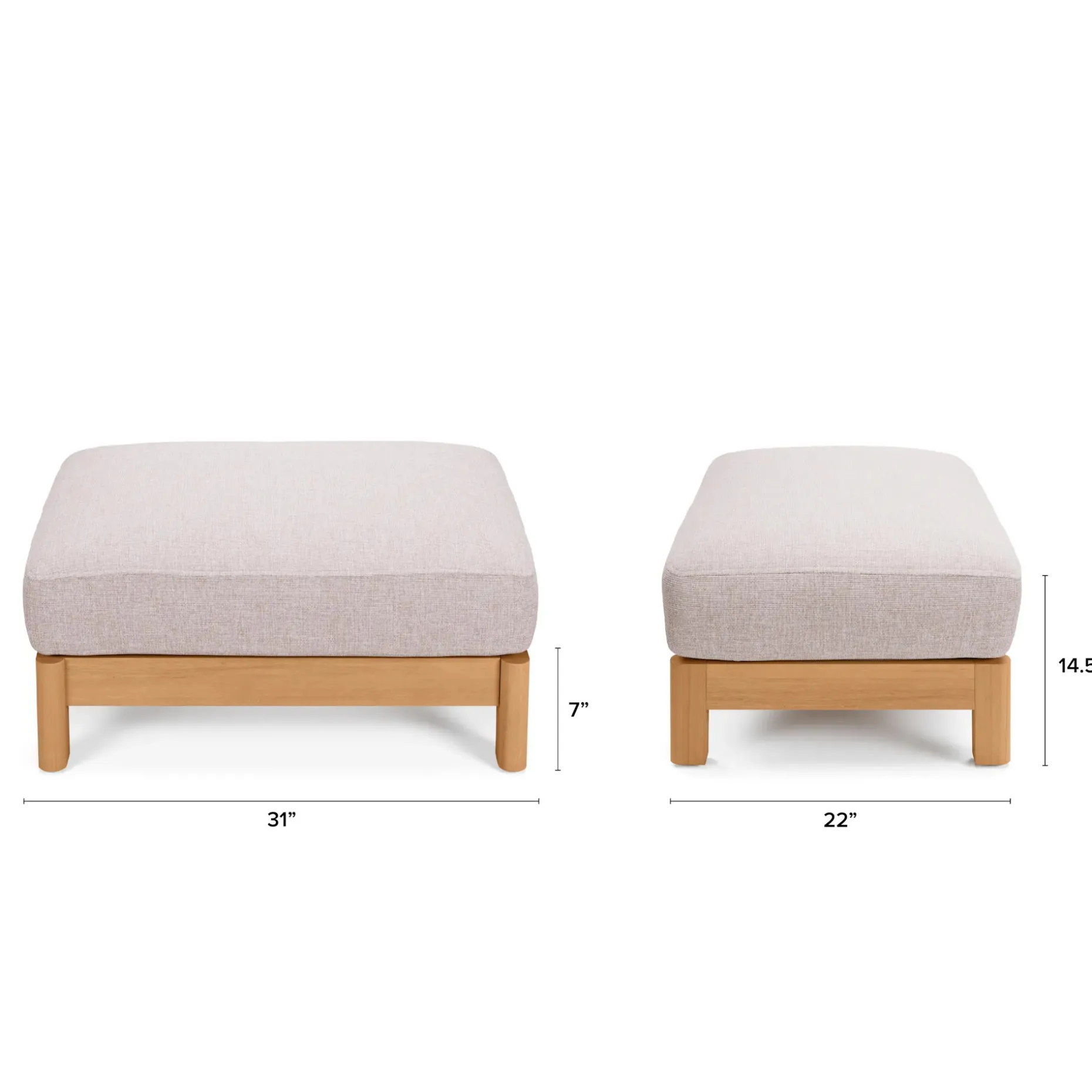 Elise 31" Outdoor Ottoman - Basket Beige