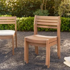 Elise Outdoor Stackable Dining Chair - Light Eucalyptus and Basket Beige