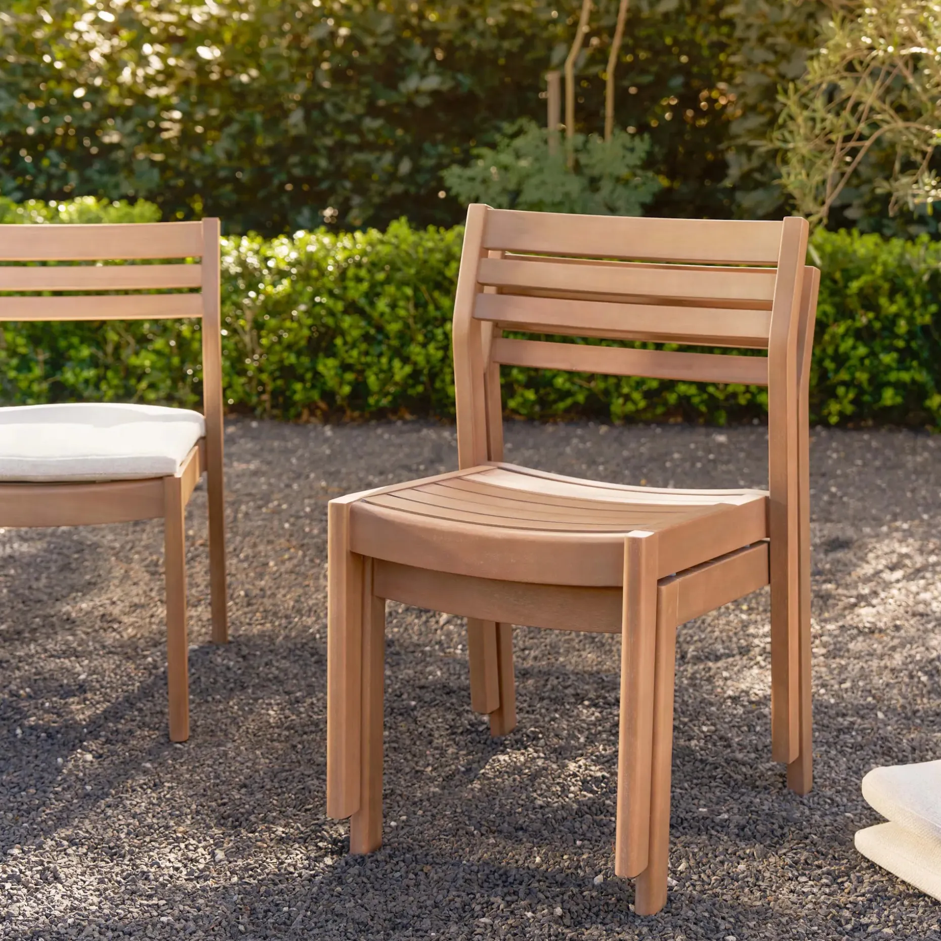 Elise Outdoor Stackable Dining Chair - Light Eucalyptus and Basket Beige