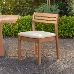 Elise Outdoor Stackable Dining Chair - Light Eucalyptus and Basket Beige