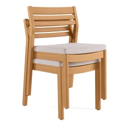 Elise Outdoor Stackable Dining Chair - Light Eucalyptus and Basket Beige