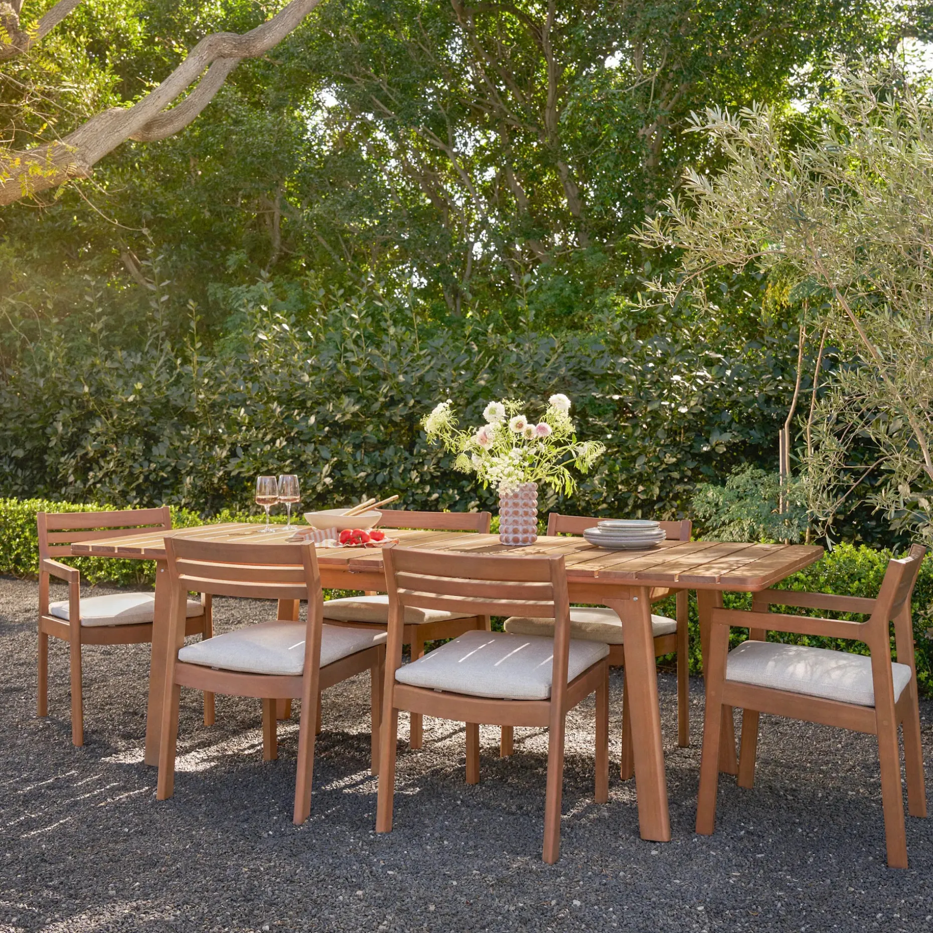 Elise Outdoor Stackable Dining Chair - Light Eucalyptus and Basket Beige