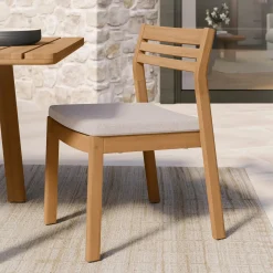 Elise Outdoor Stackable Dining Chair - Light Eucalyptus and Basket Beige