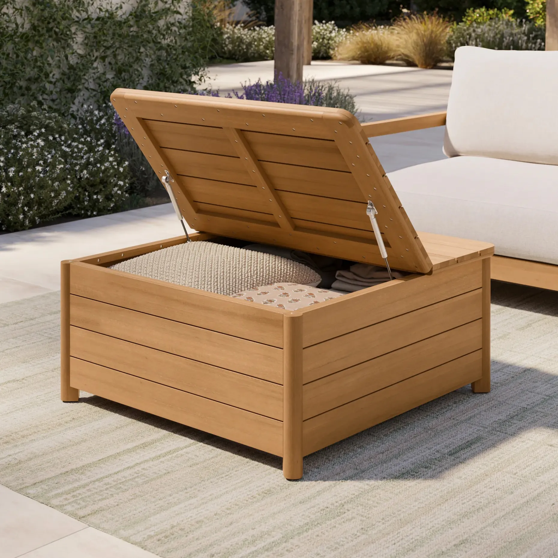 Elise 34.75" Outdoor Storage Coffee Table - Light Eucalyptus