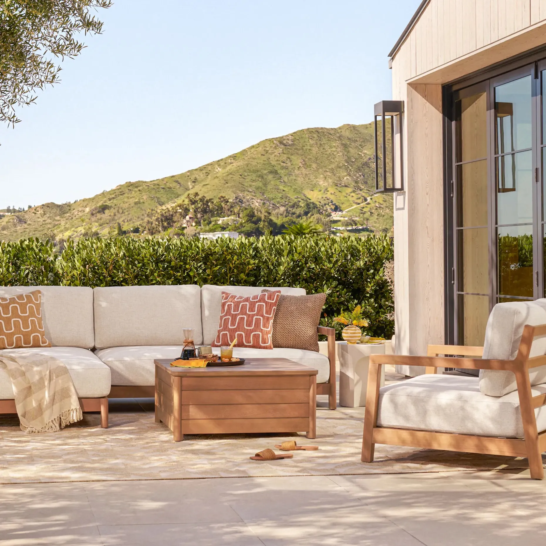 Elise 34.75" Outdoor Storage Coffee Table - Light Eucalyptus