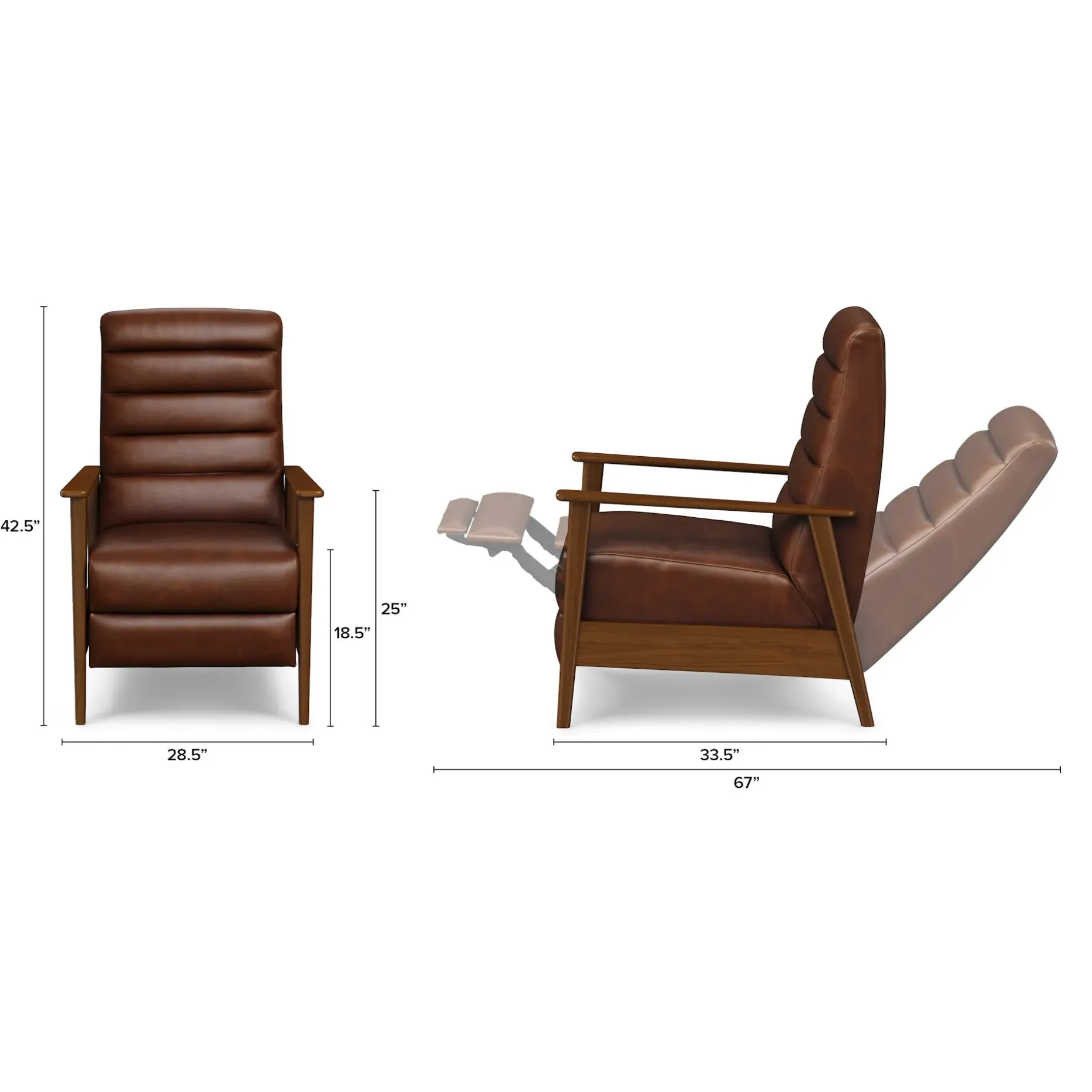 Ellow 28.5" Leather Reclining Lounge Chair - Indiana Brown