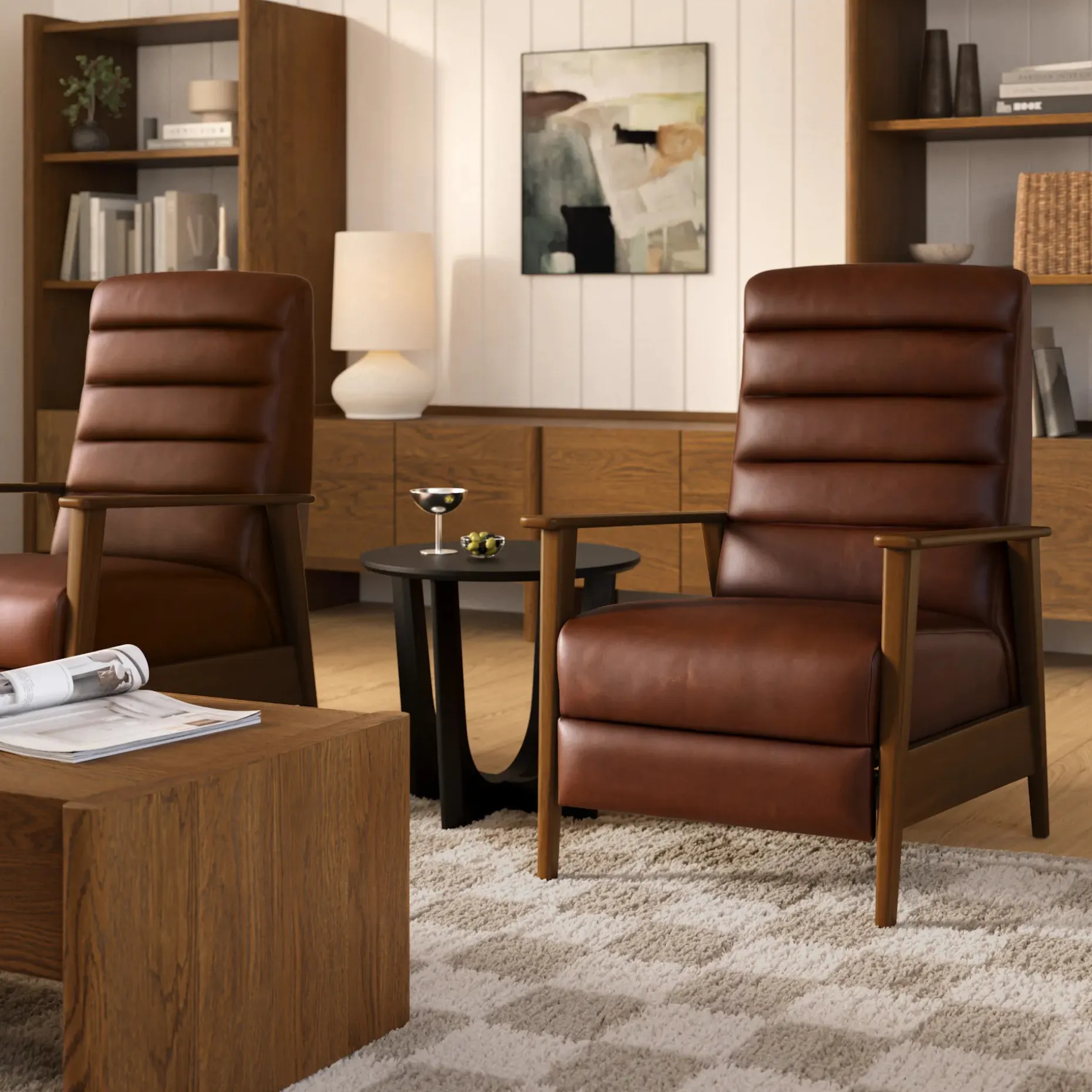 Ellow 28.5" Leather Reclining Lounge Chair - Indiana Brown