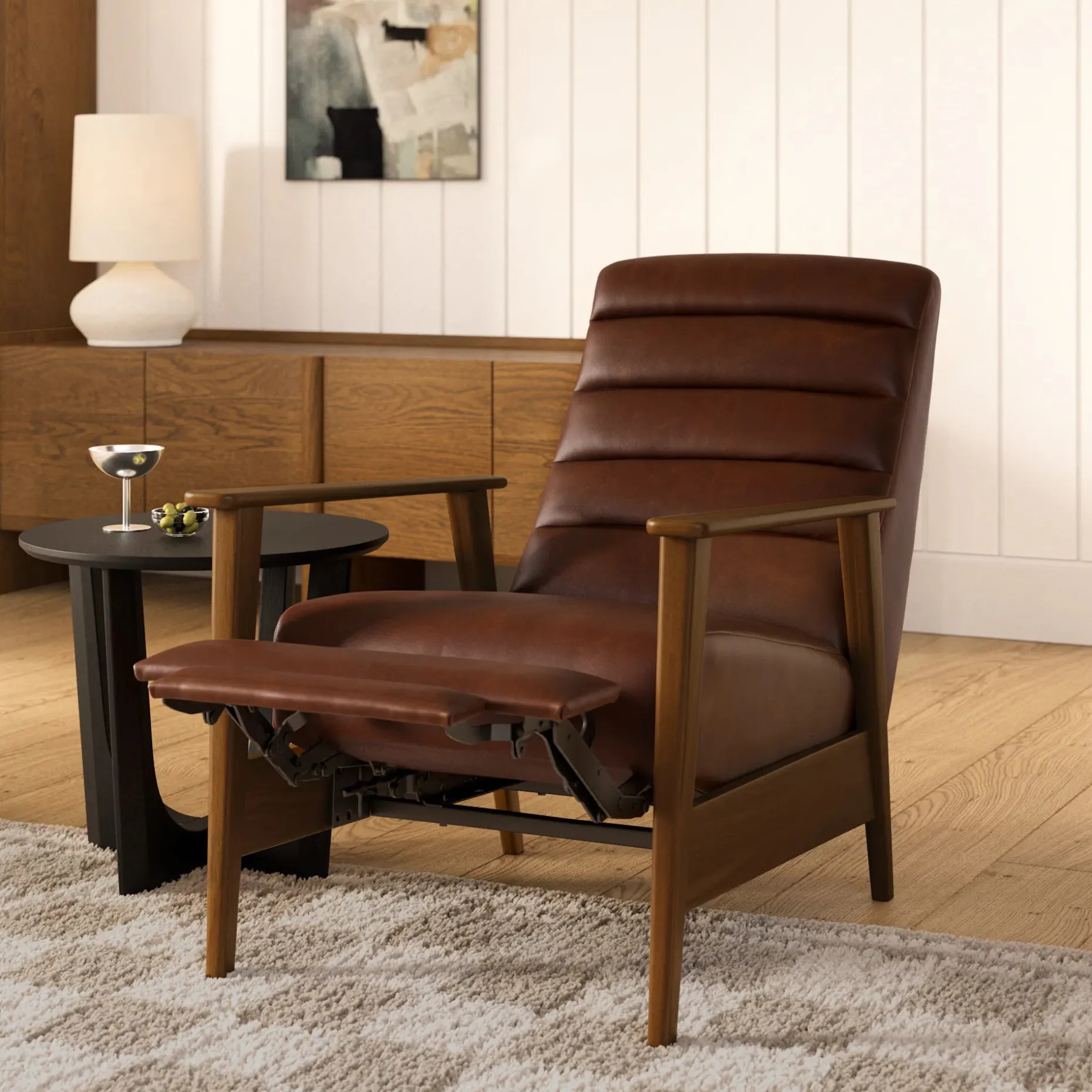 Ellow 28.5" Leather Reclining Lounge Chair - Indiana Brown
