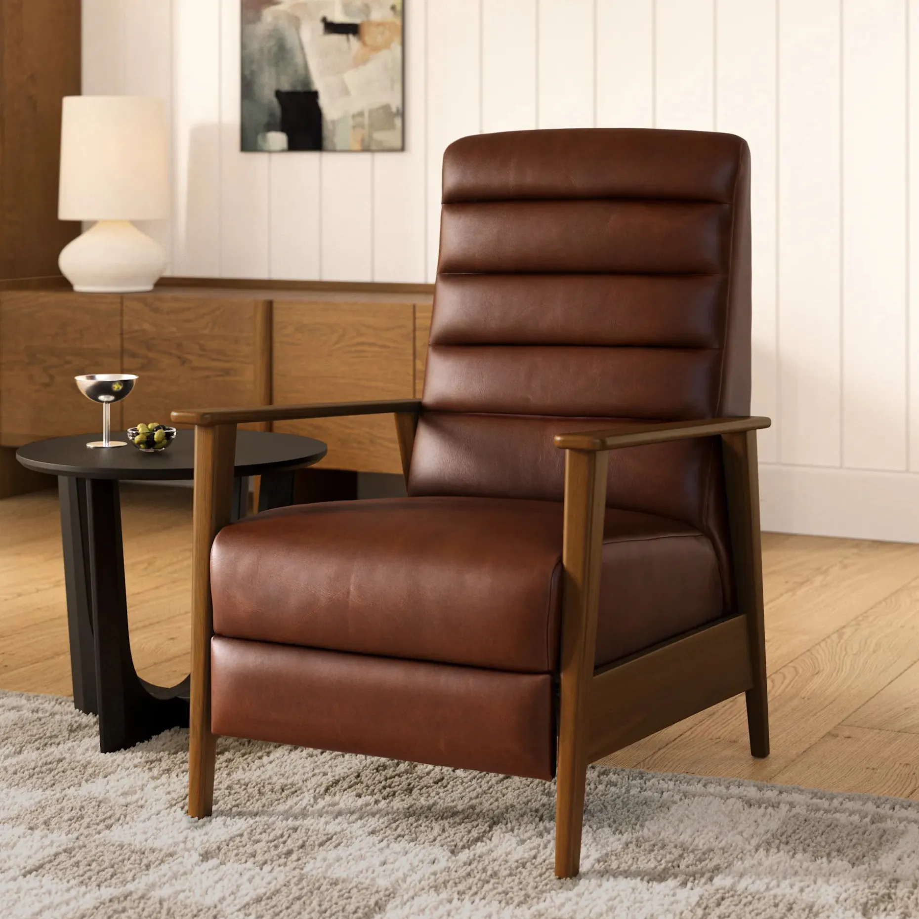 Ellow 28.5" Leather Reclining Lounge Chair - Indiana Brown