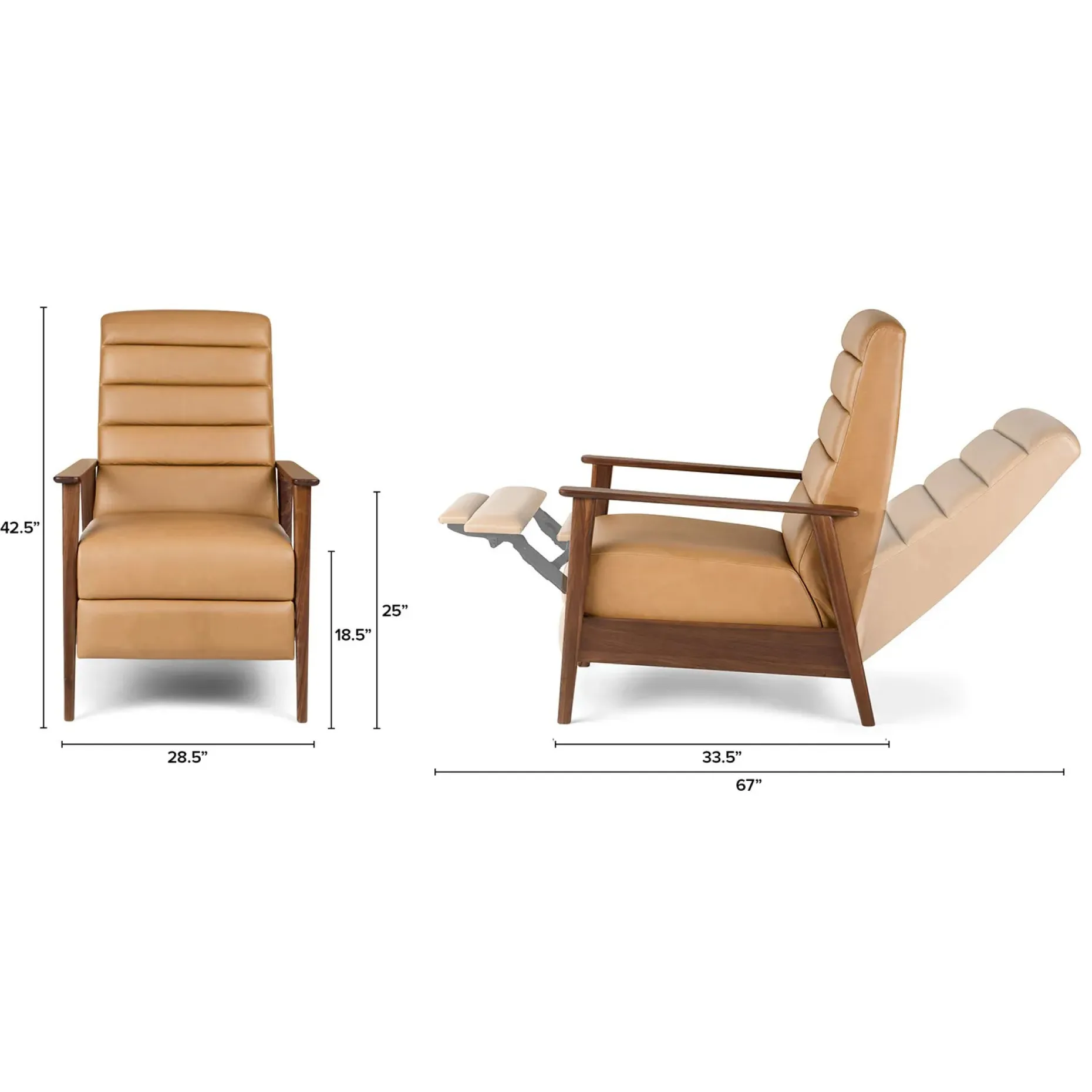 Ellow 28.5" Leather Reclining Lounge Chair - Charme Tan