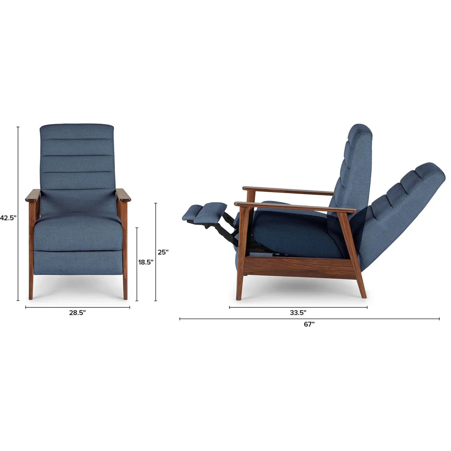 Ellow 28.5" Reclining Lounge Chair - Lennox Blue