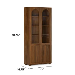 Emera 35" Glass Cabinet, Tall - Walnut