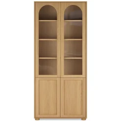Emera 35" Glass Cabinet, Tall - White Oak
