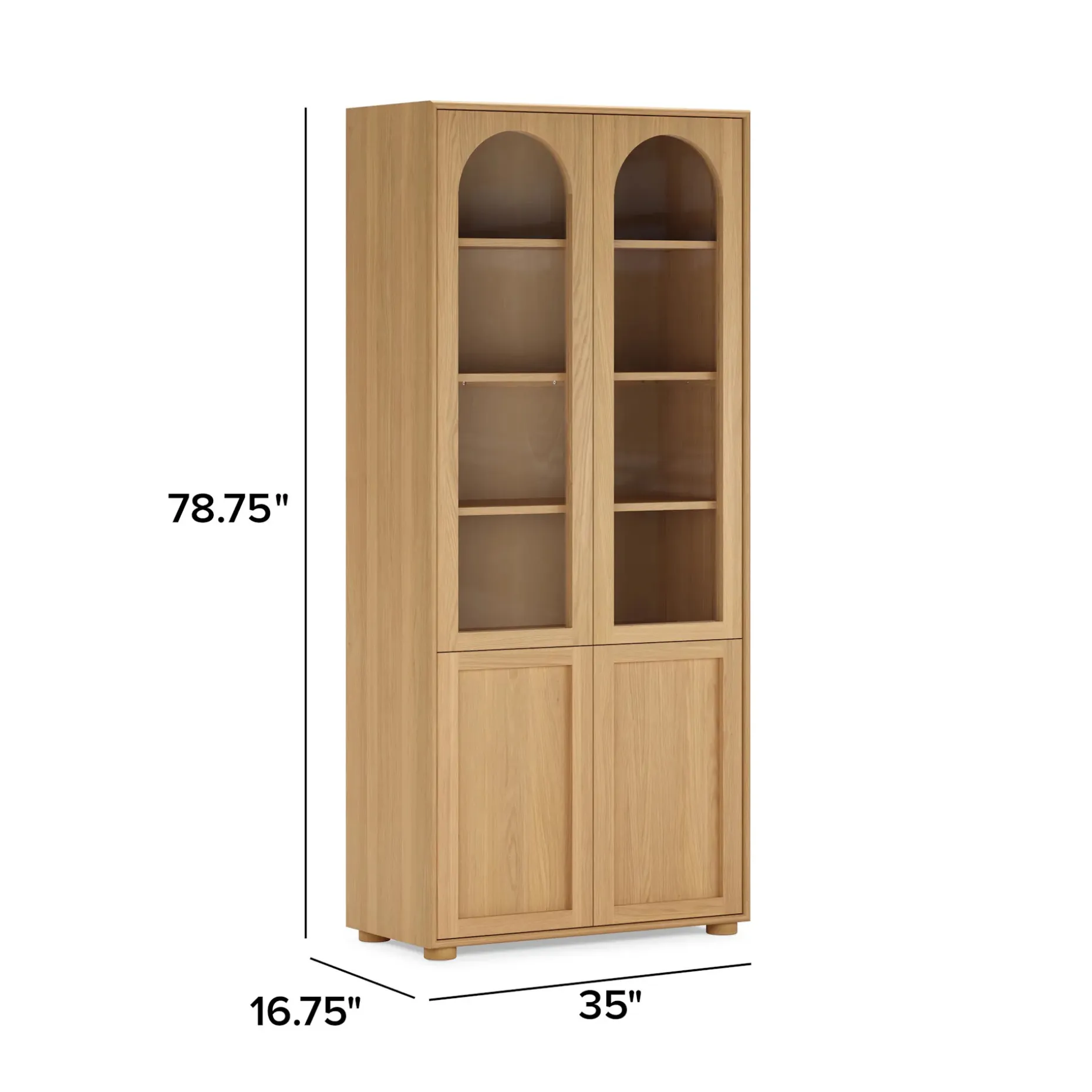 Emera 35" Glass Cabinet, Tall - White Oak