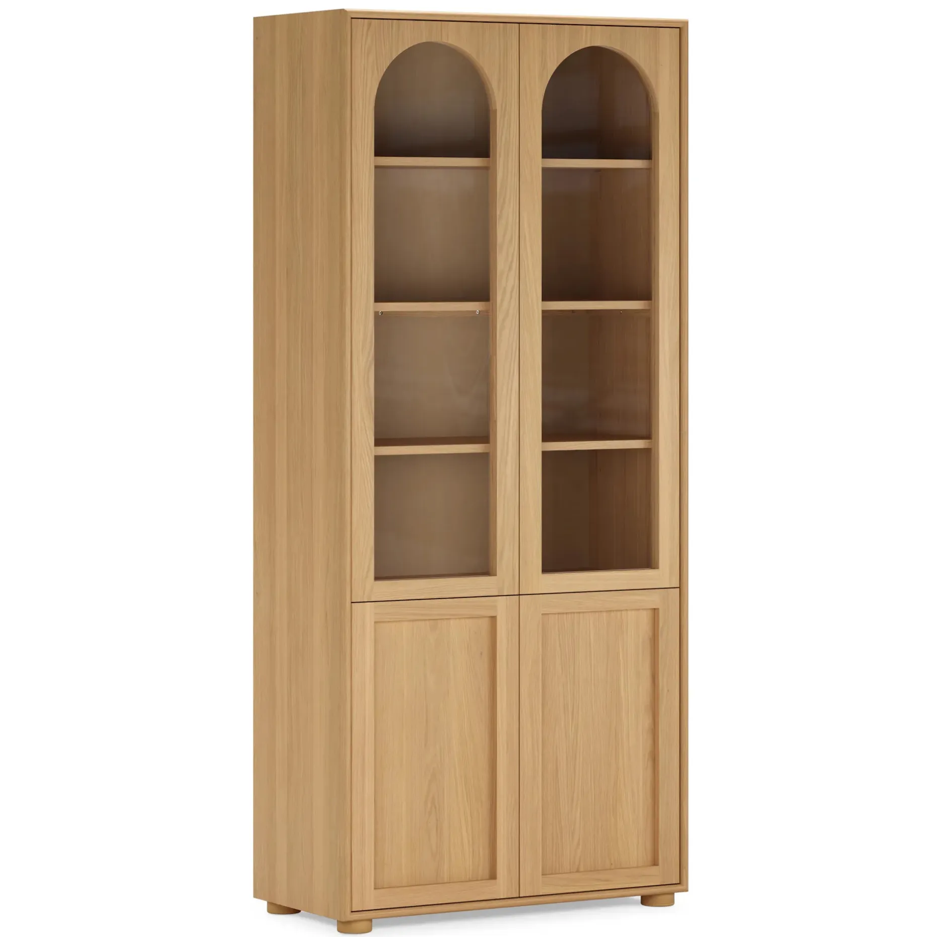 Emera 35" Glass Cabinet, Tall - White Oak