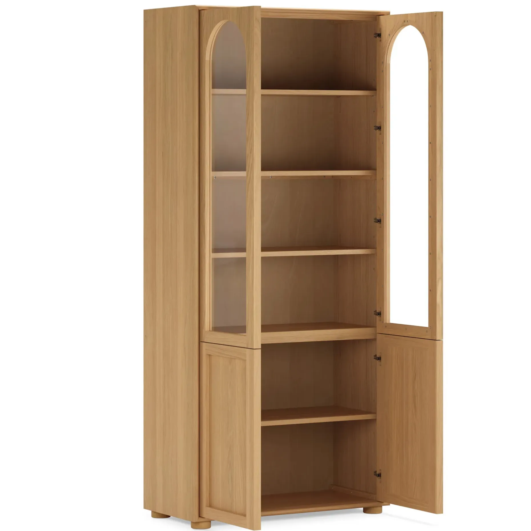 Emera 35" Glass Cabinet, Tall - White Oak
