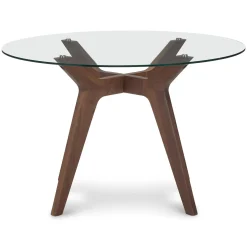 Emmer 47.25" Glass Dining Table - Walnut