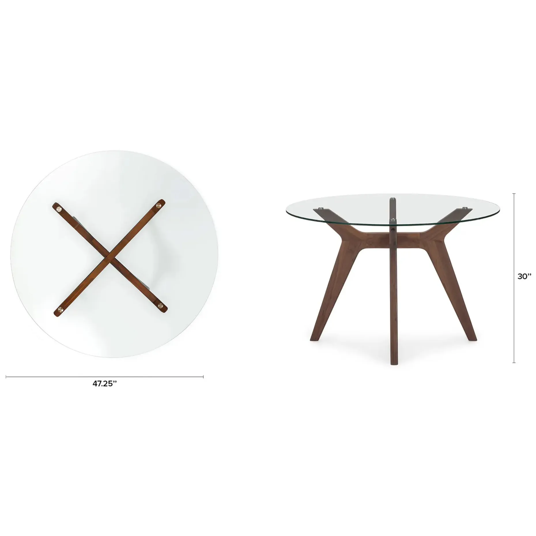 Emmer 47.25" Glass Dining Table - Walnut