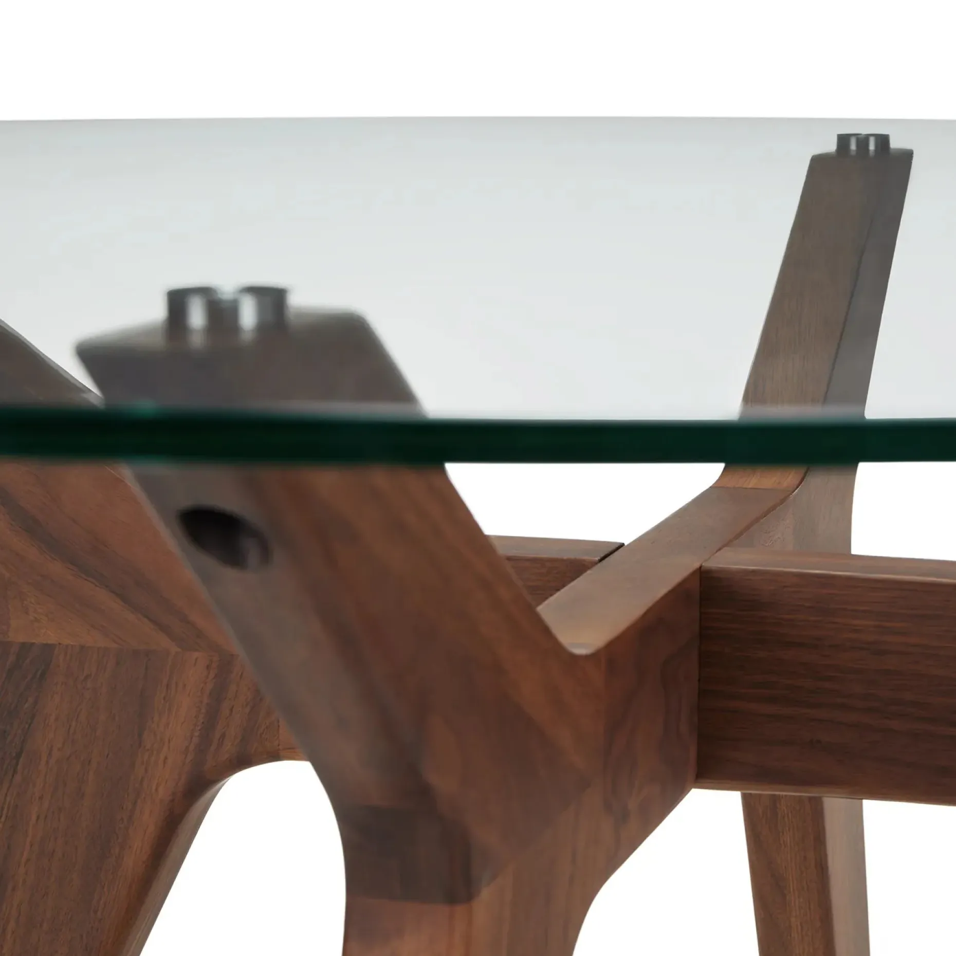 Emmer 47.25" Glass Dining Table - Walnut