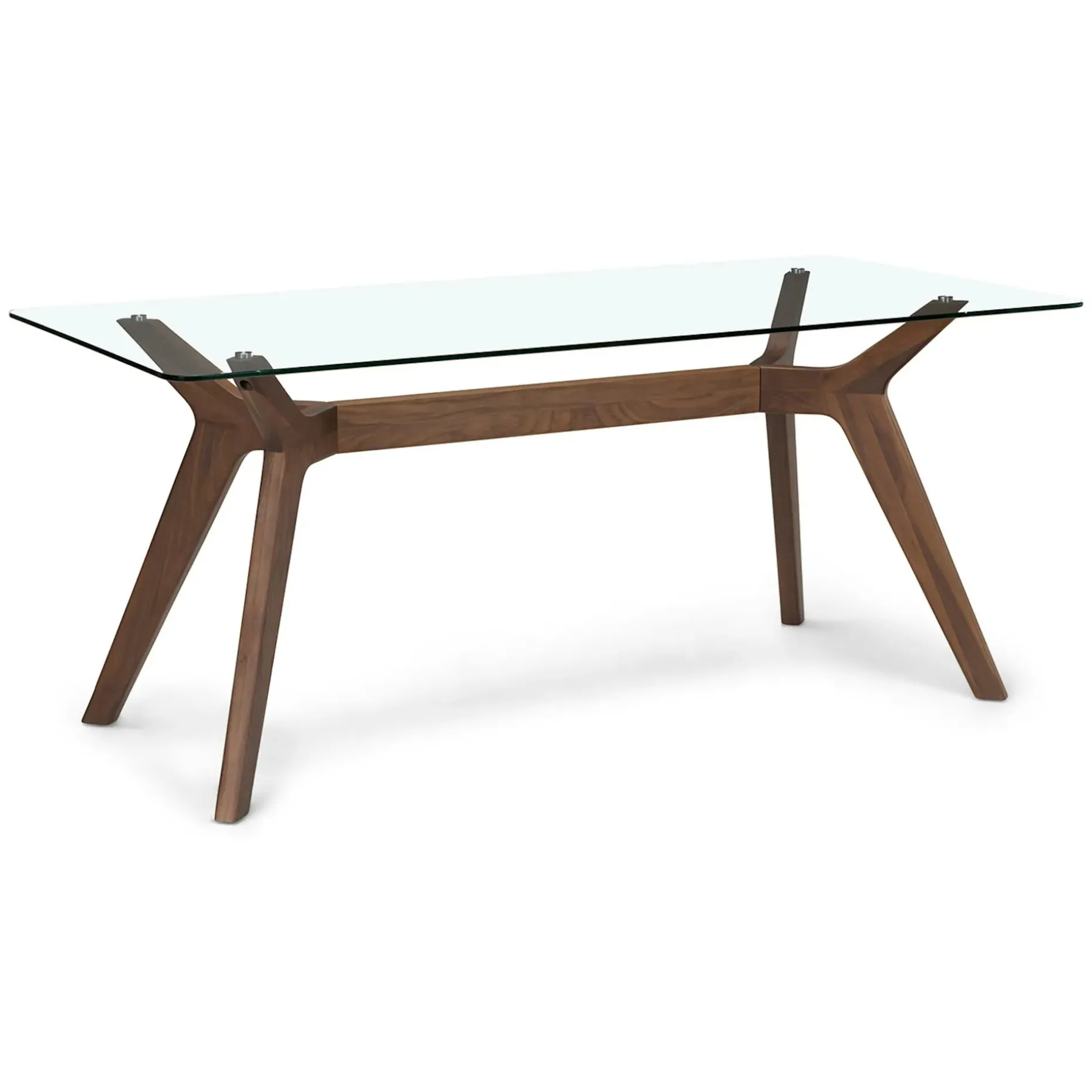 Emmer 71" Glass Dining Table - Walnut