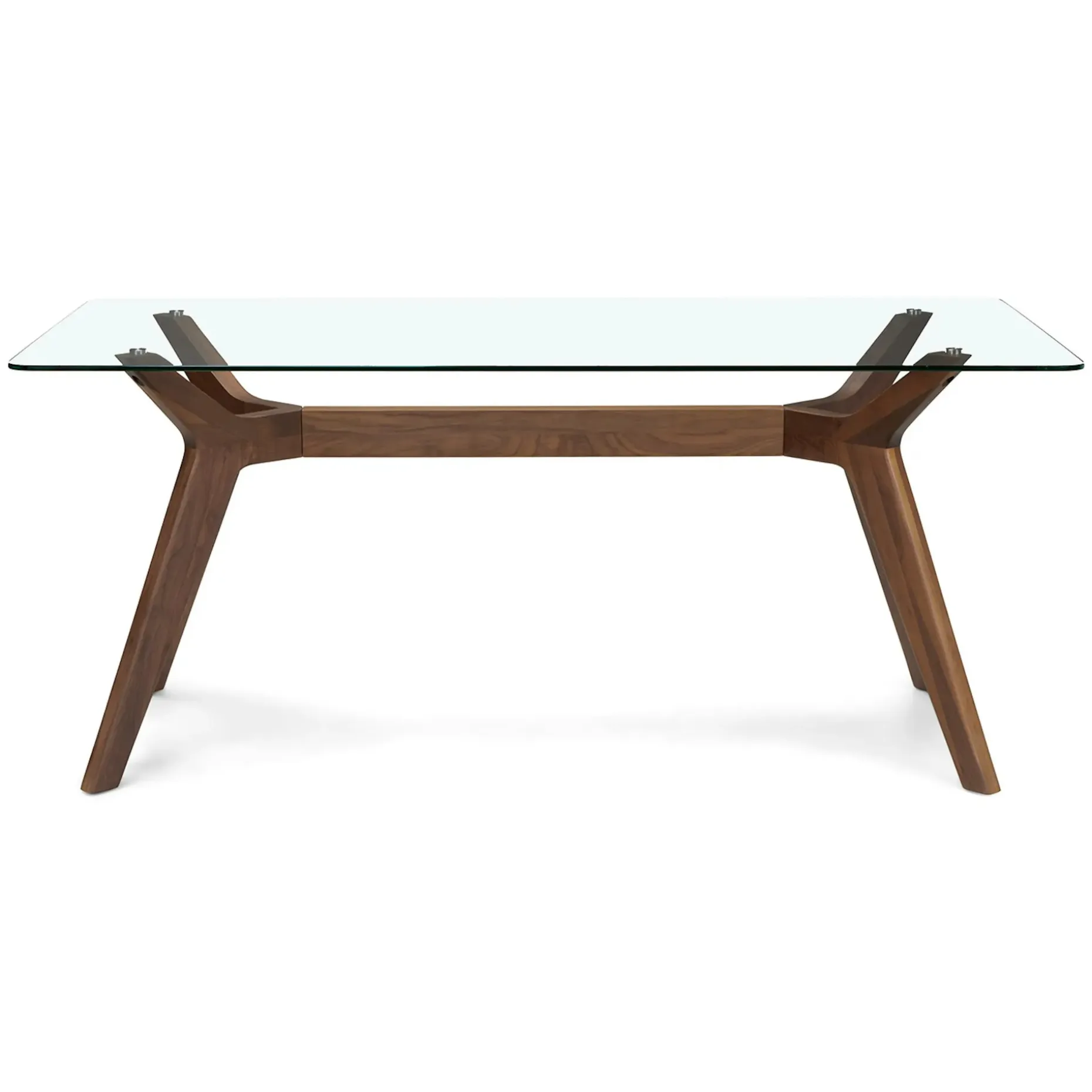 Emmer 71" Glass Dining Table - Walnut
