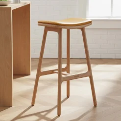 Esse Leather Counter Stool - Light Oak and Taos Tan