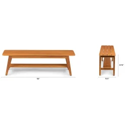 Eudo 58" Outdoor Bench - Bronze Teak