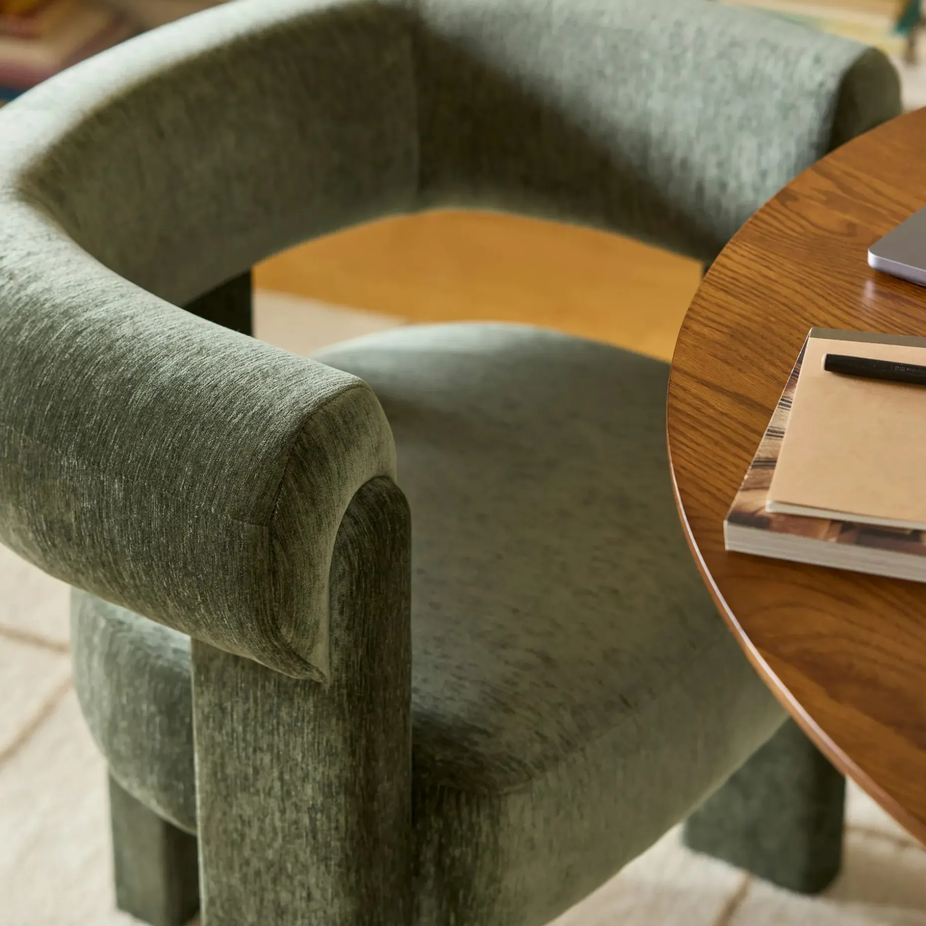 Everse Velvet Dining Chair - Melange Green