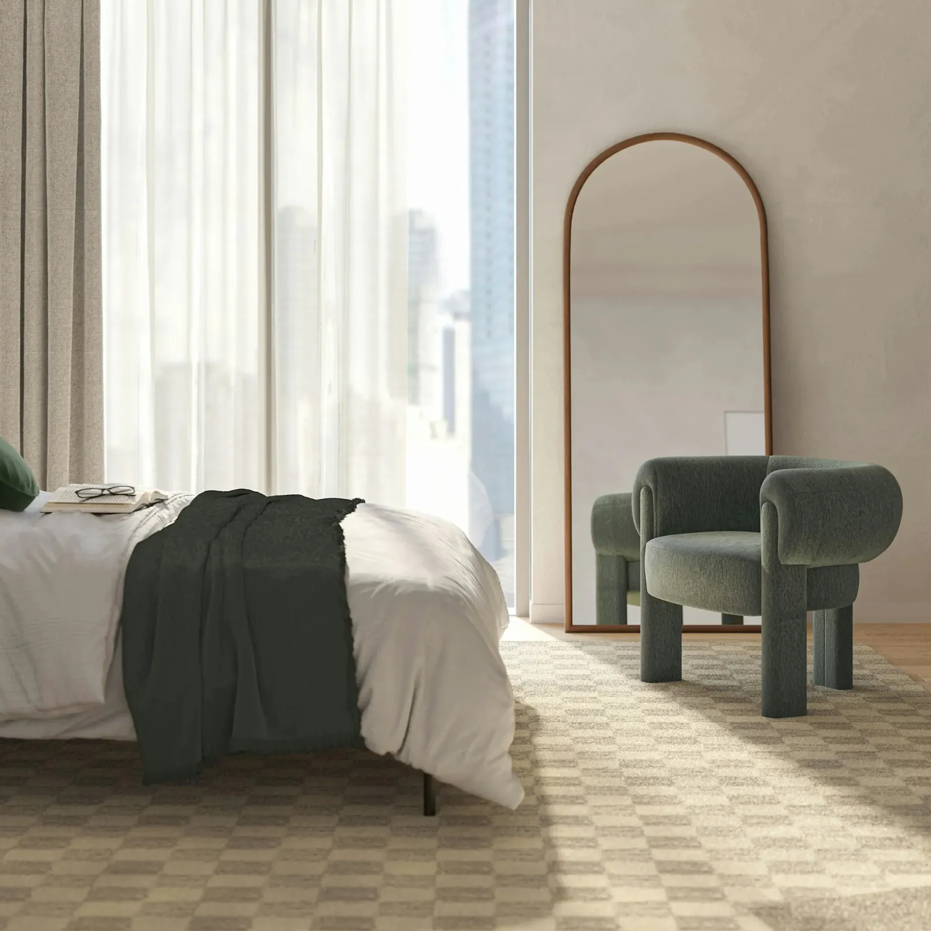 Everse 33.5" Velvet Lounge Chair - Melange Green