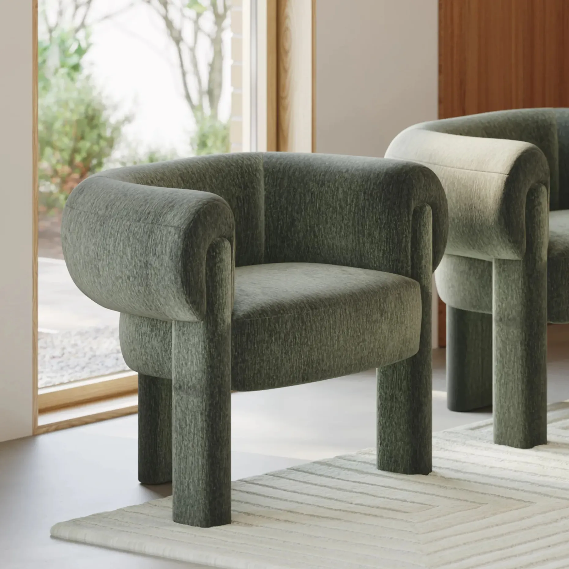 Everse 33.5" Velvet Lounge Chair - Melange Green
