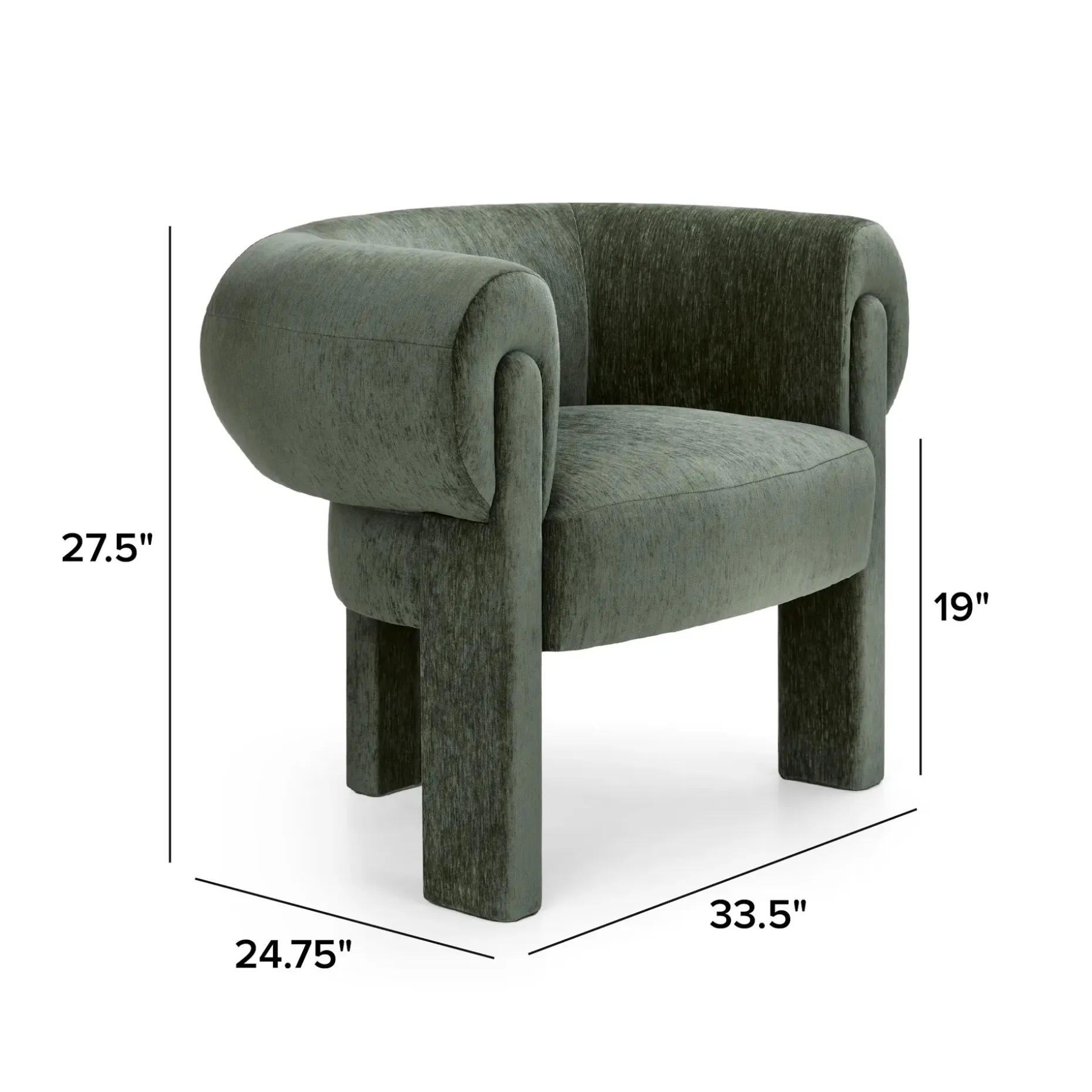 Everse 33.5" Velvet Lounge Chair - Melange Green