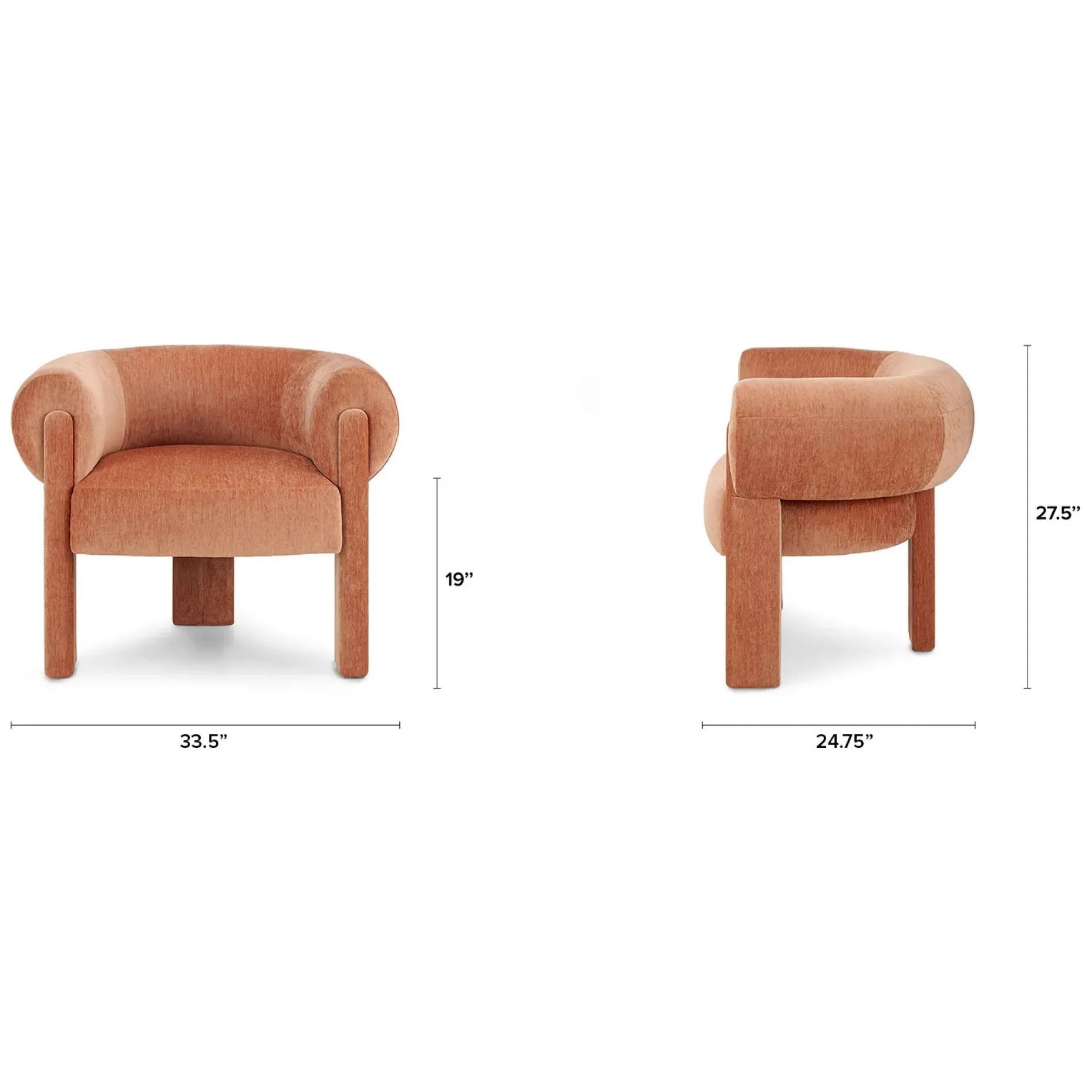 Everse 33.5" Velvet Lounge Chair - Melange Brown