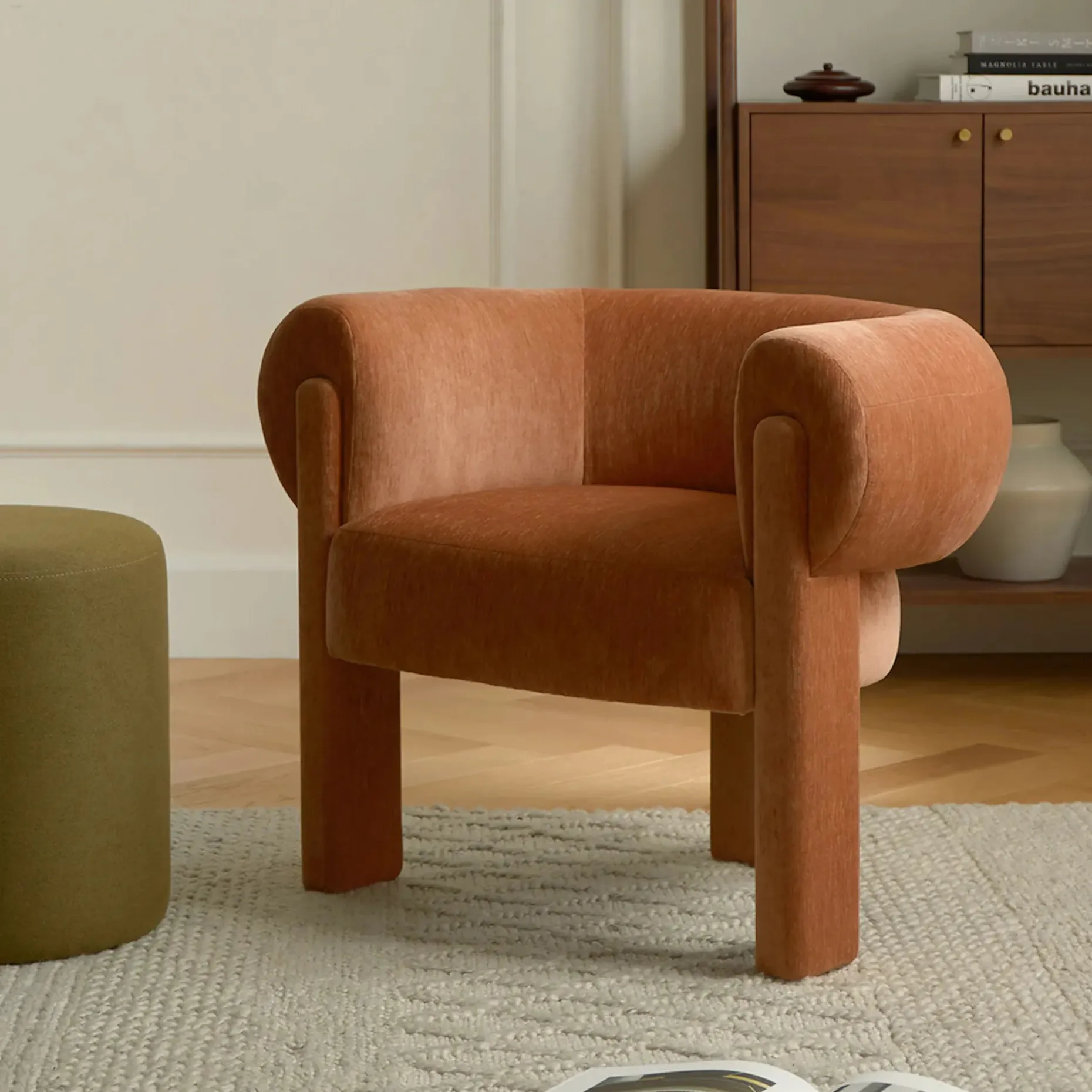 Everse 33.5" Velvet Lounge Chair - Melange Brown