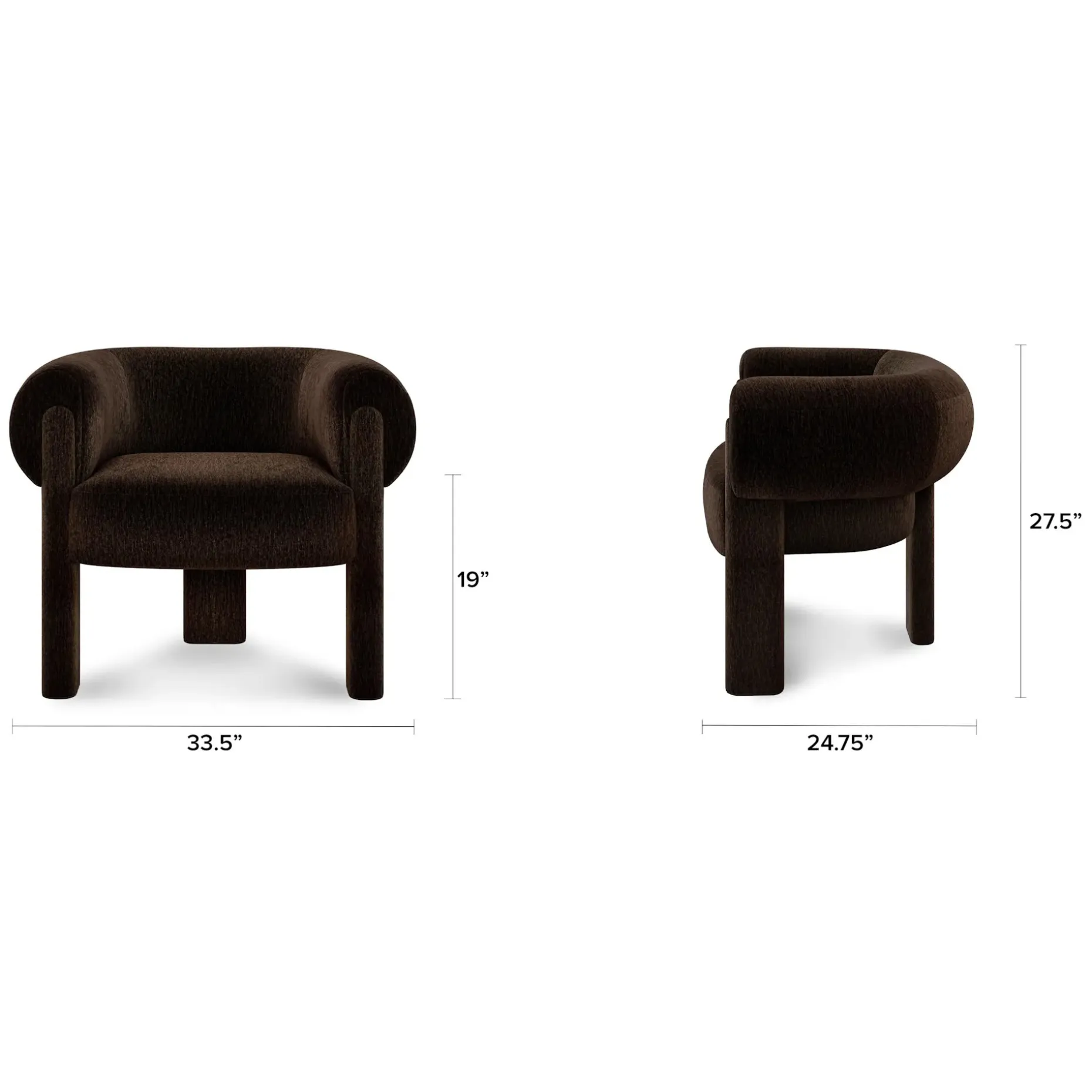 Everse 33.5" Velvet Lounge Chair - Melange Espresso