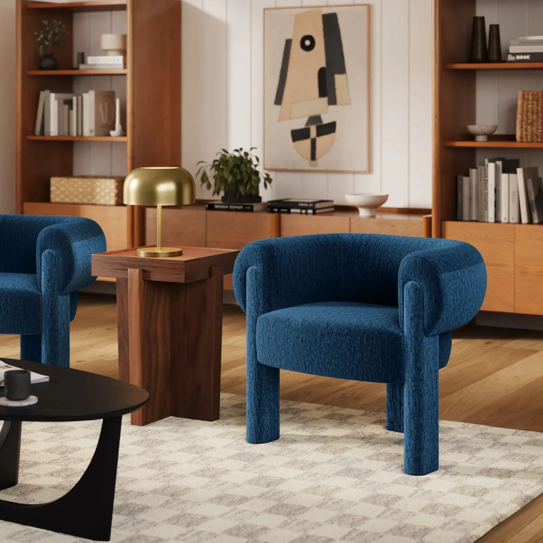 Everse 33.5" Velvet Lounge Chair - Melange Twilight