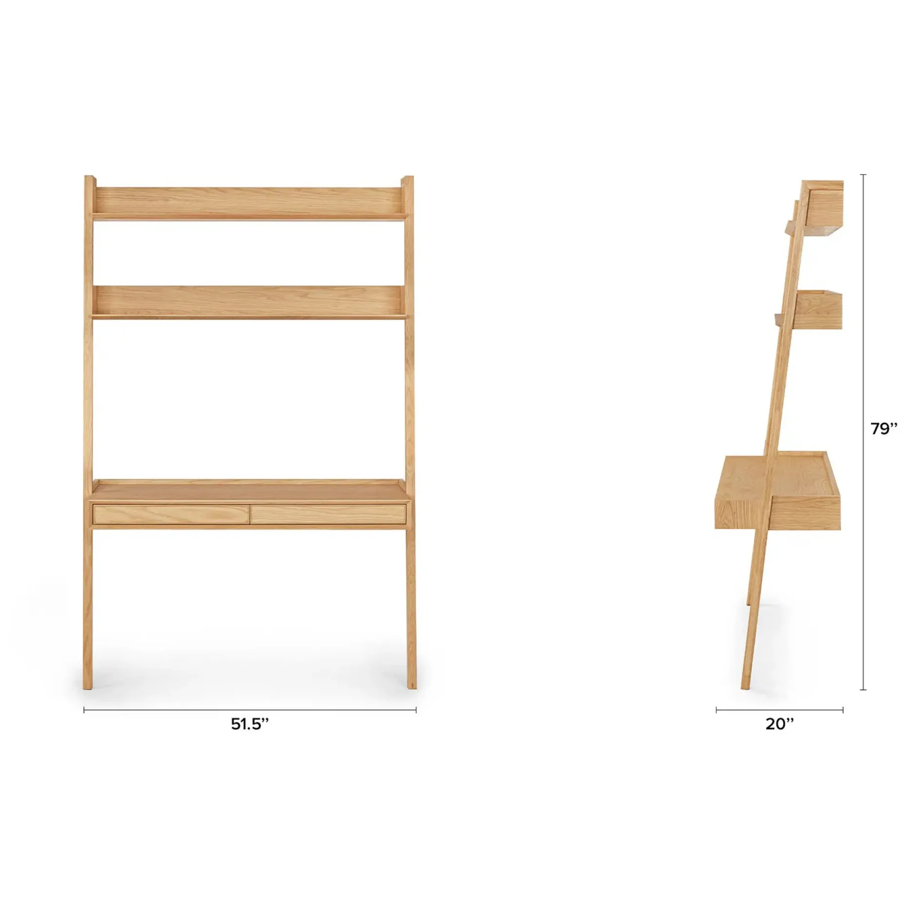 Fantol 51.5" Leaning Desk - Natural Oak