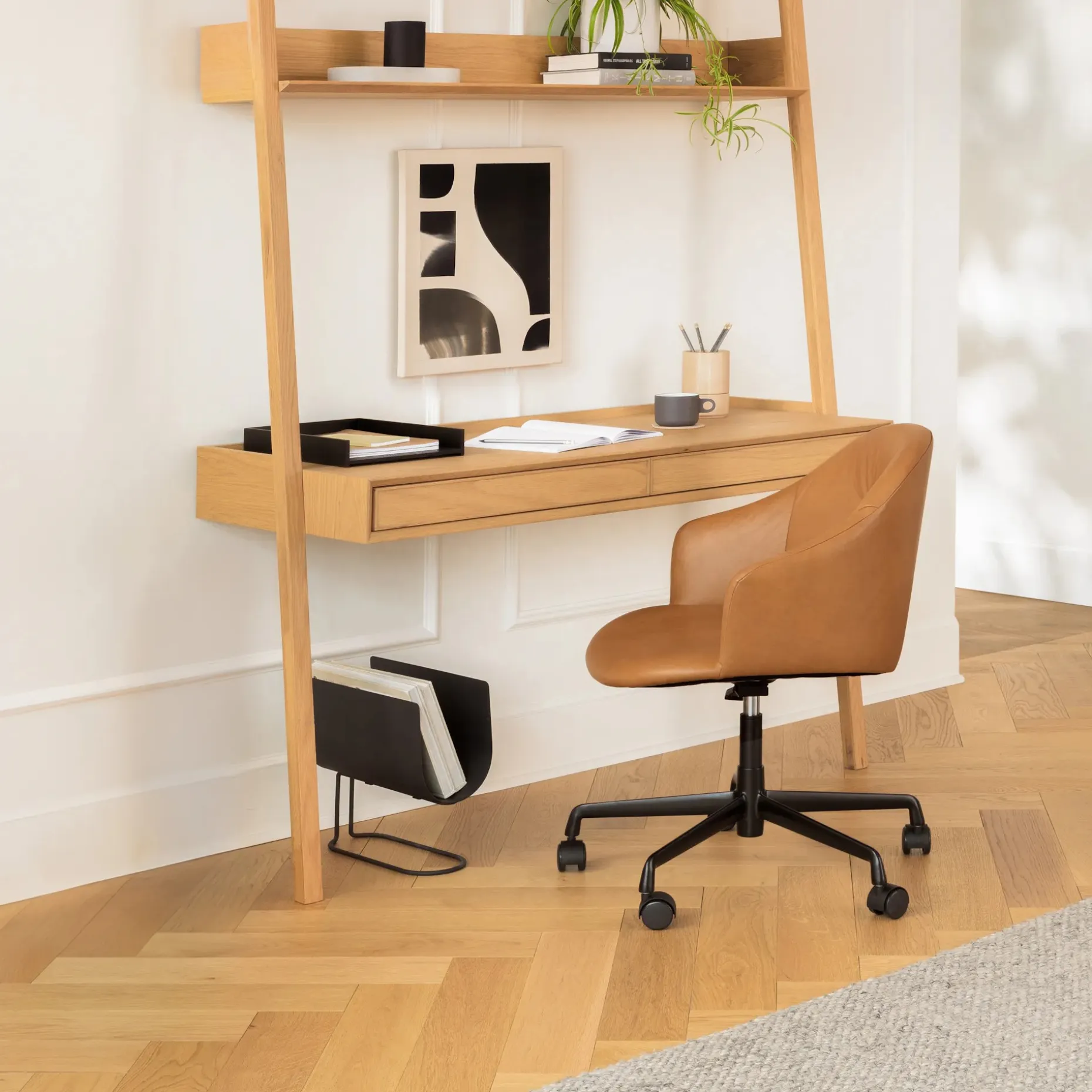 Fantol 51.5" Leaning Desk - Natural Oak