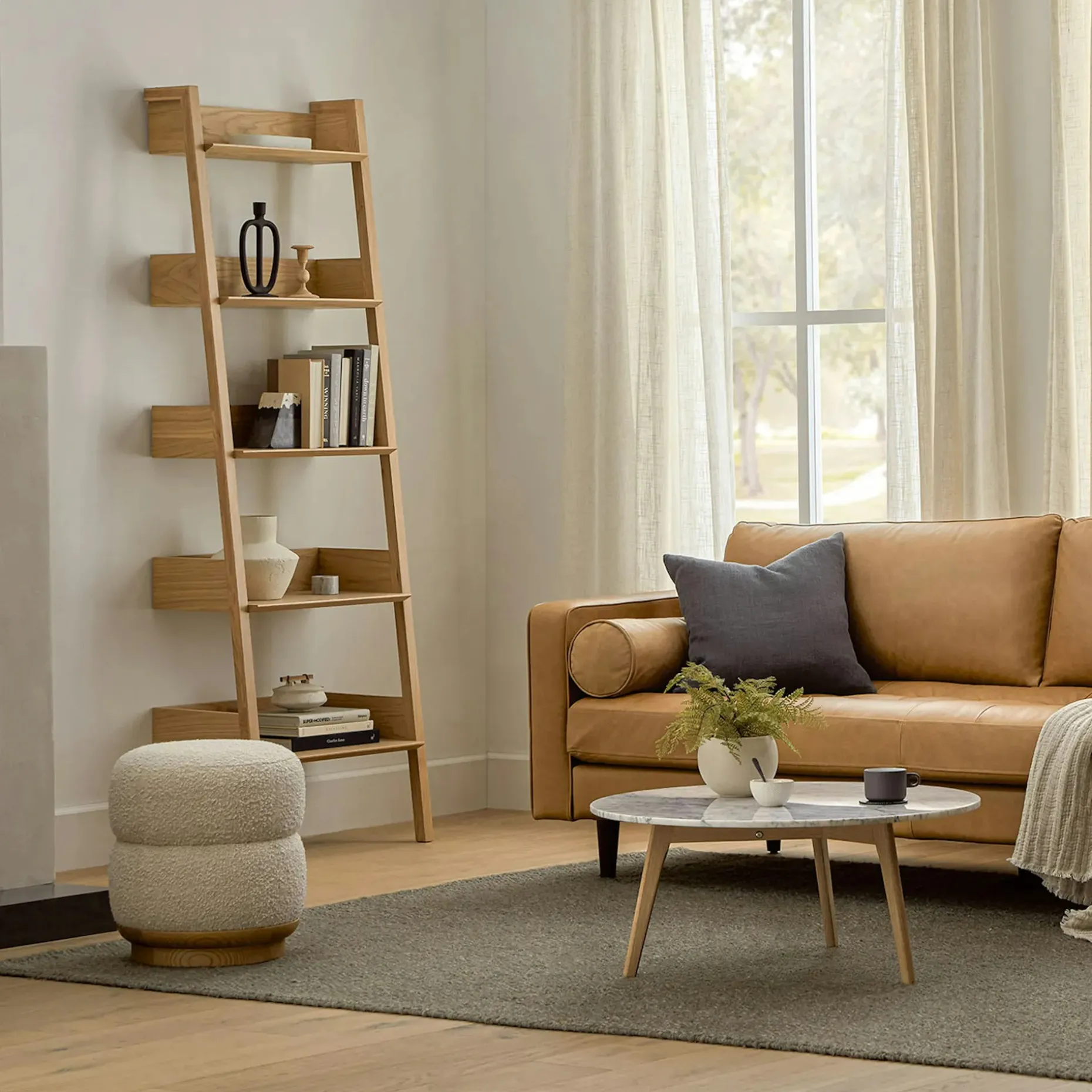 Fantol 26.5" Shelving Unit, Narrow - Natural Oak