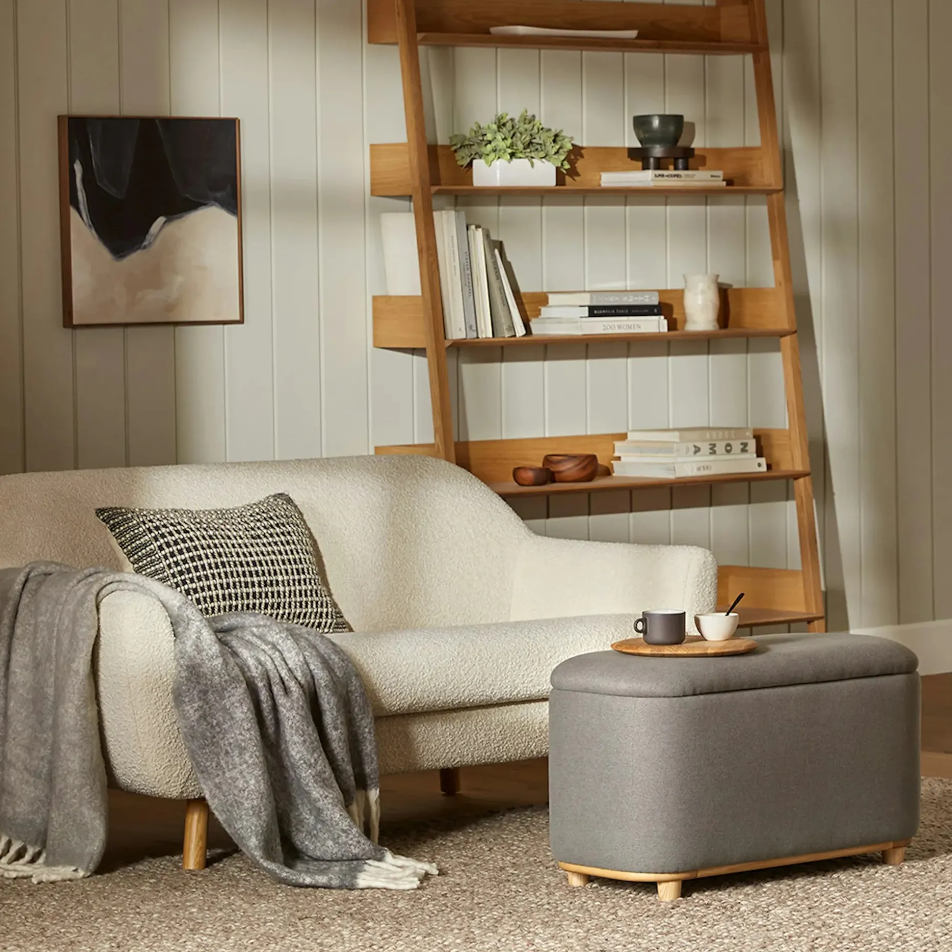 Fantol 51.5" Shelving Unit, Wide - Natural Oak
