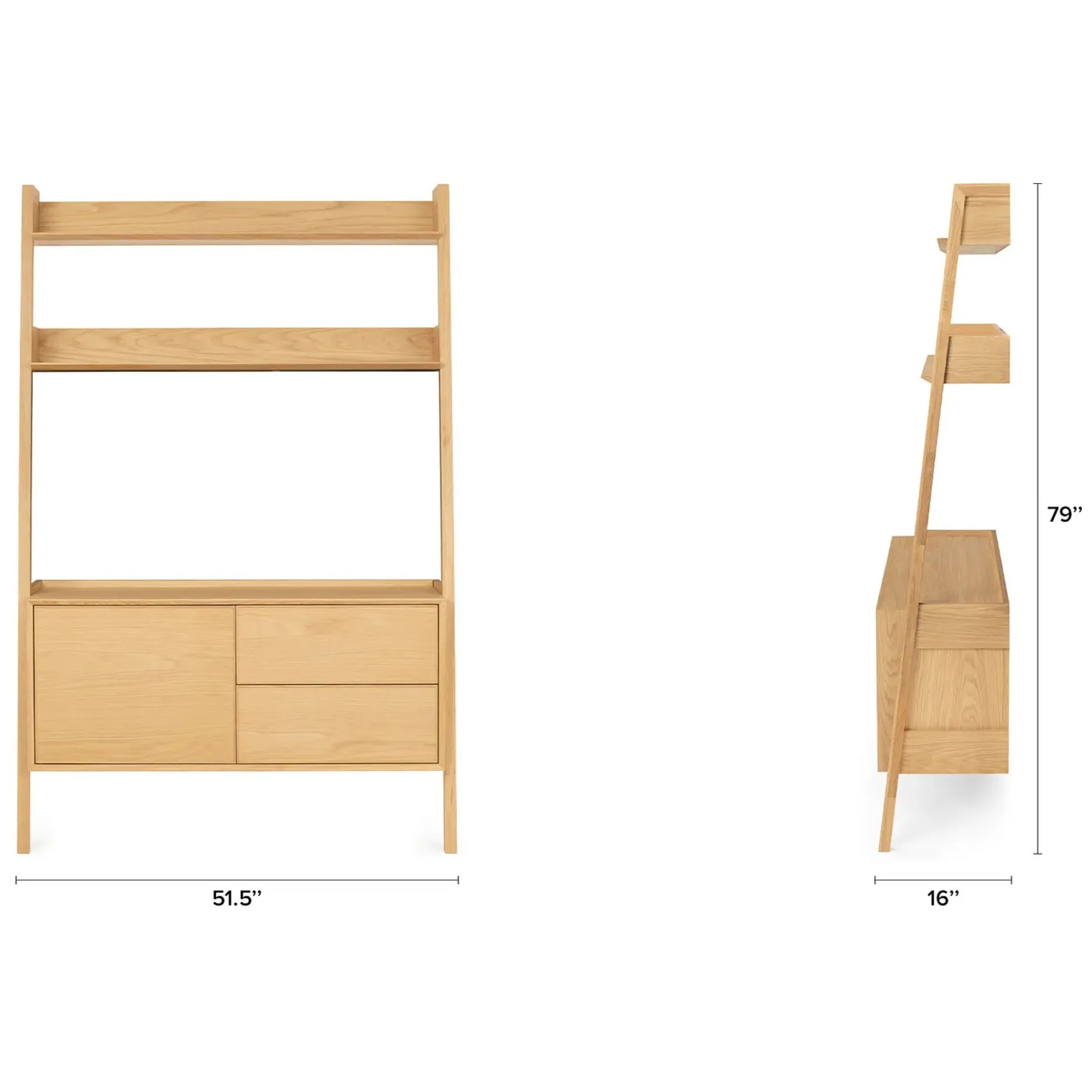 Fantol 51.5" Shelving Unit with Storage - Natural Oak