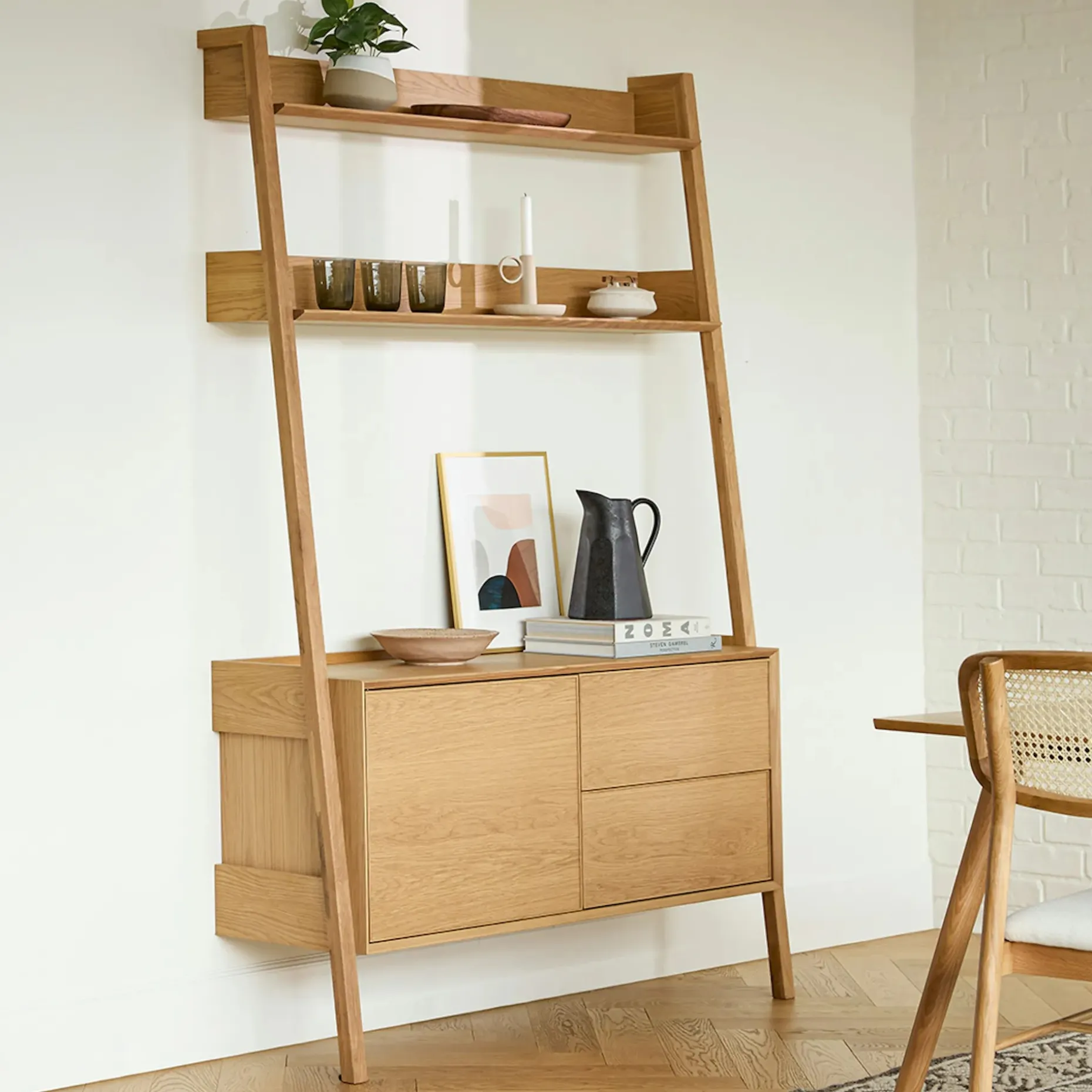 Fantol 51.5" Shelving Unit with Storage - Natural Oak
