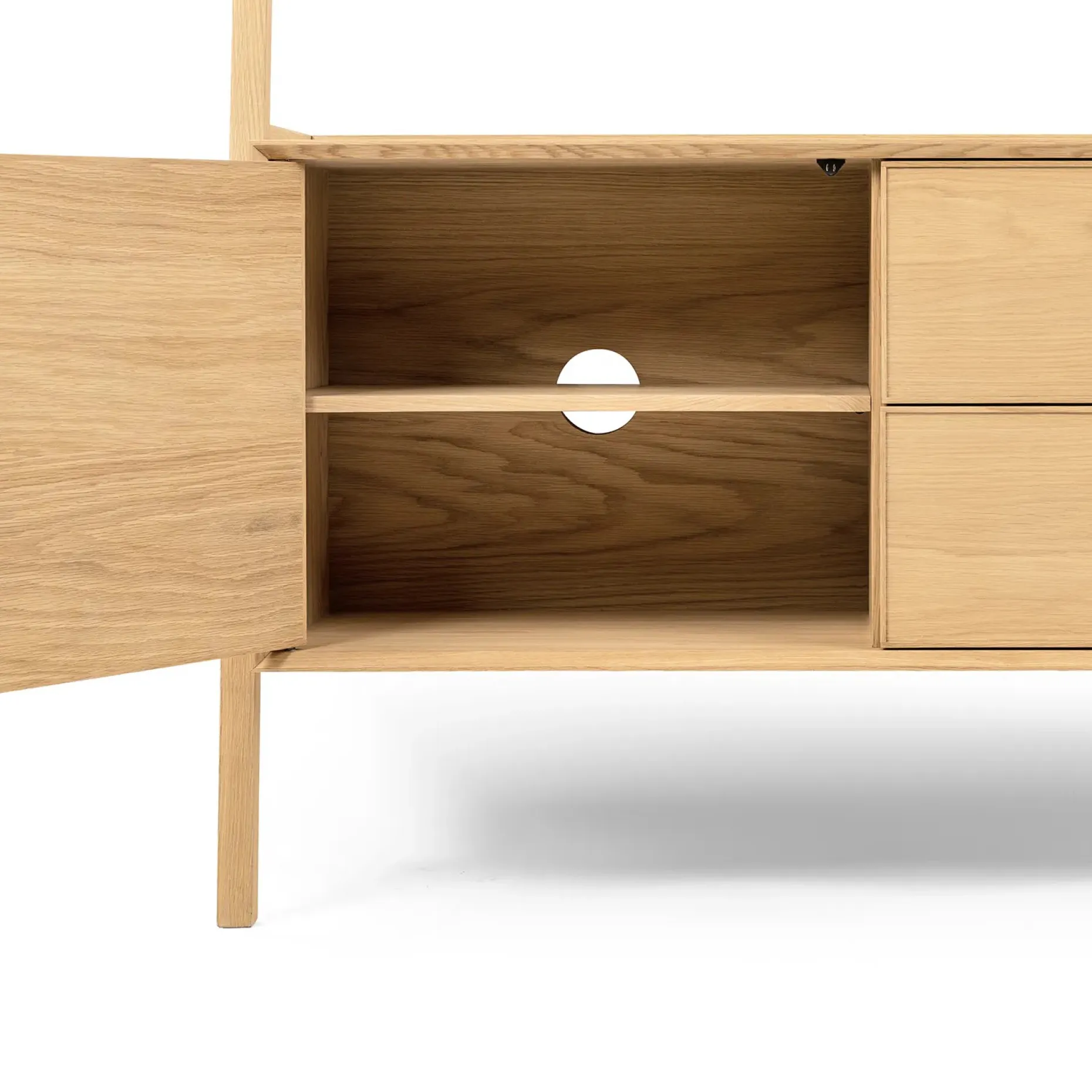 Fantol 51.5" Shelving Unit with Storage - Natural Oak