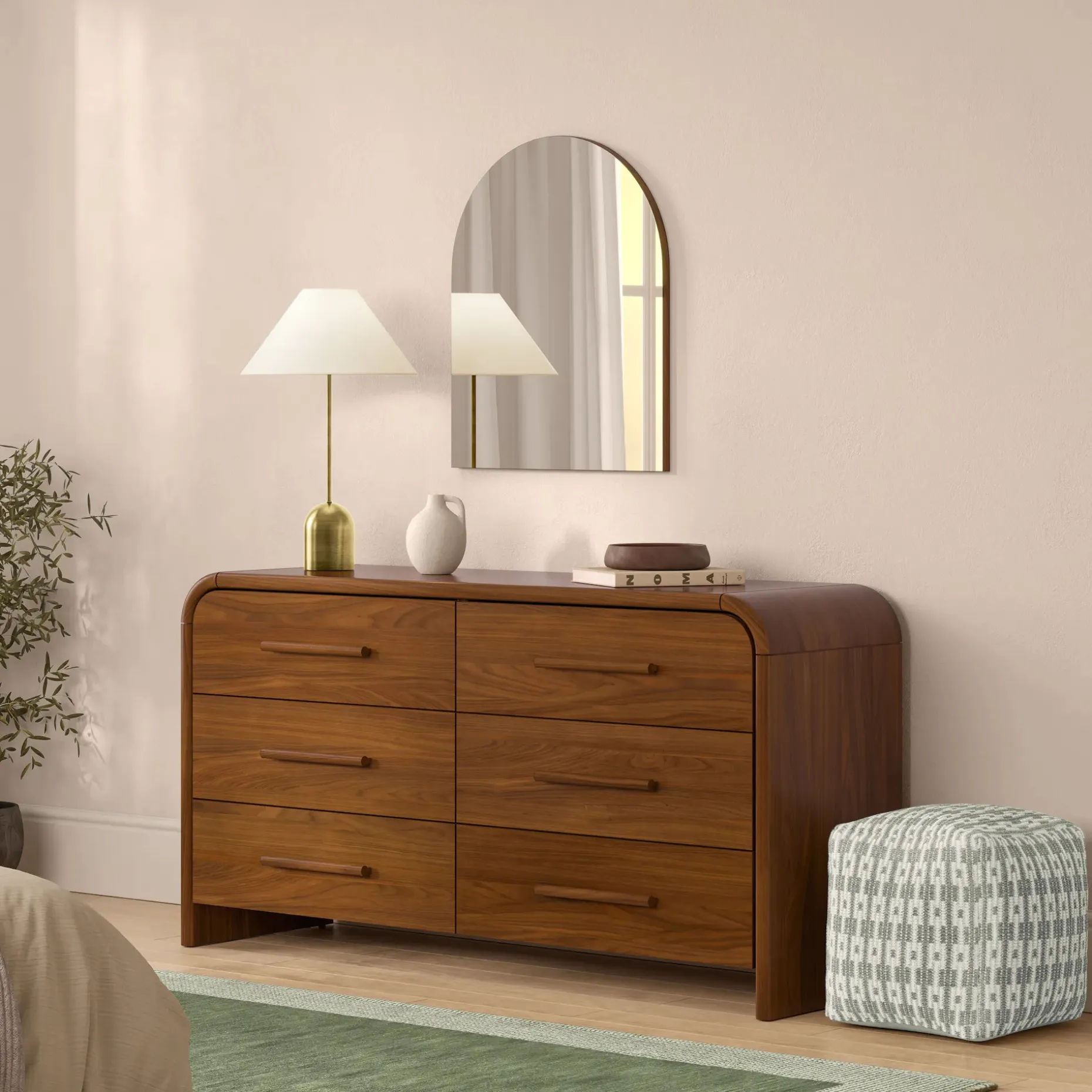 Faydra 6-Drawer Double Dresser - Walnut