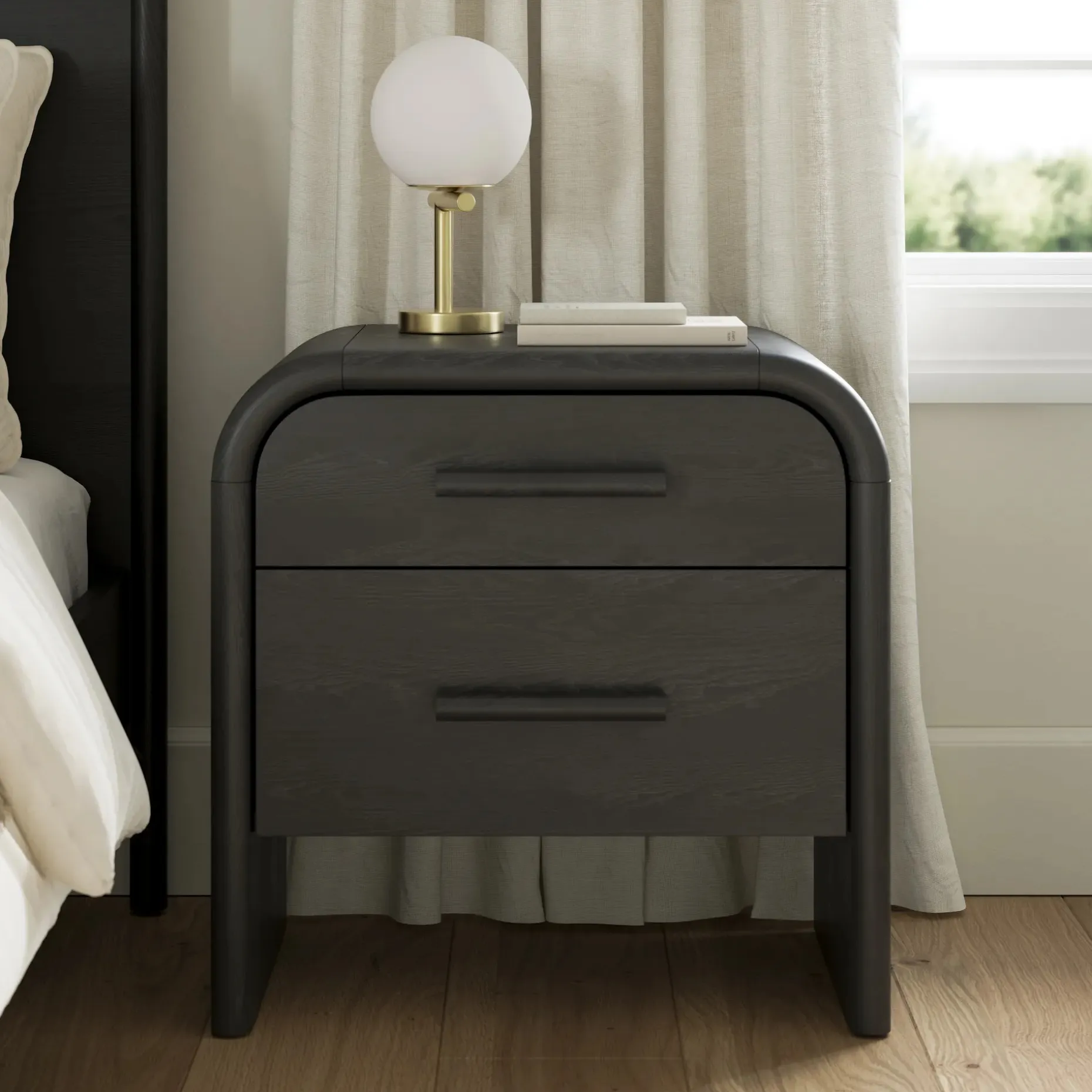 Faydra 2-Drawer Nightstand - Black